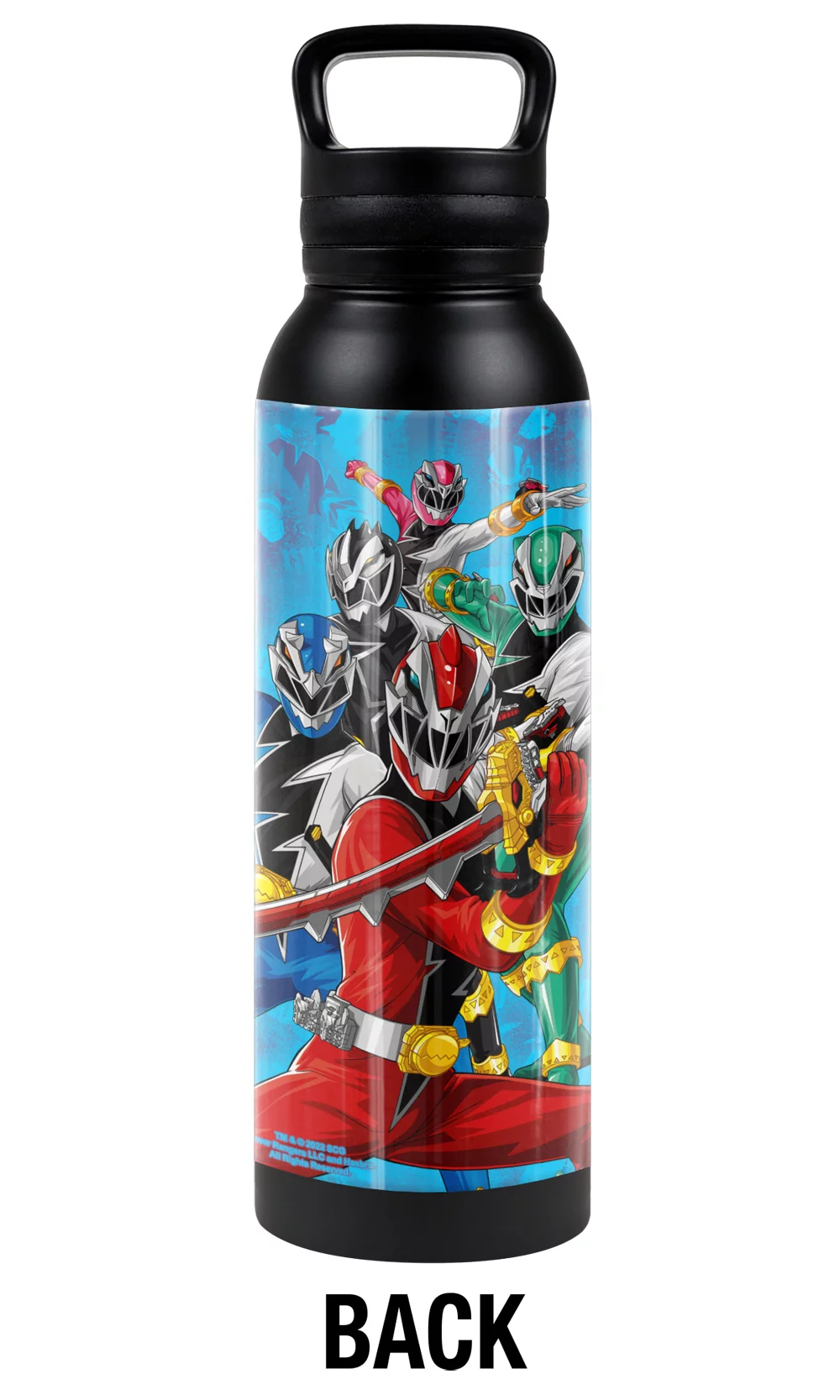 Power Rangers: Dino Fury Official Group Stack 24 oz Insulated Canteen Water Bottle, Leak Resistant, Vacuum Insulated Stainless Steel with Loop Cap