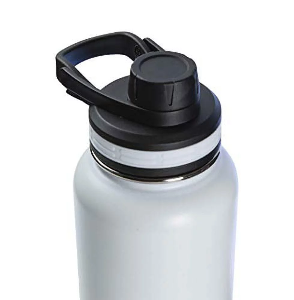 ThermoFlask 18 oz Insulated Stainless Steel Bottle with Chug and Straw Lids, White