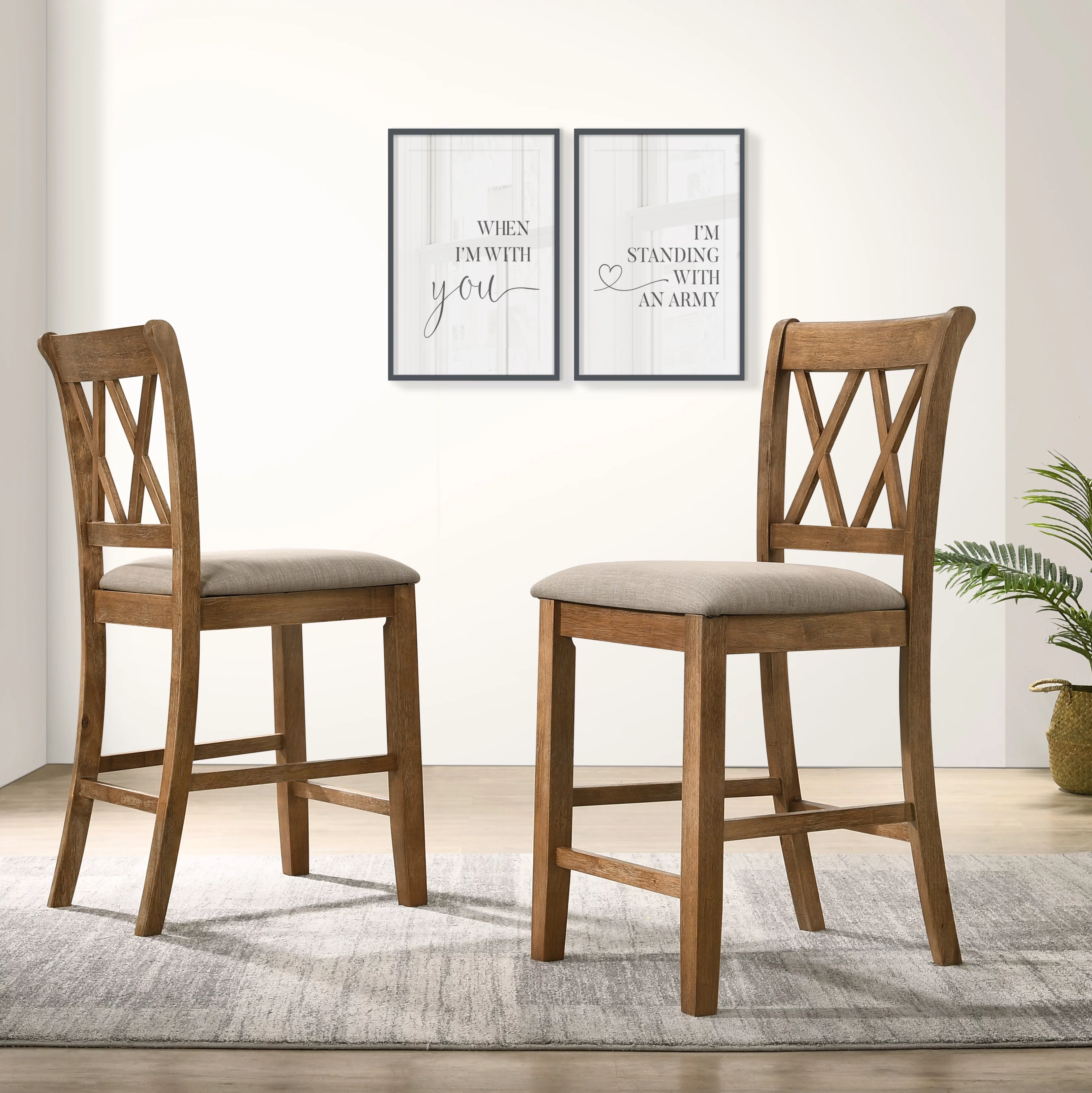 Windvale Cross-Buck Wood 5-Piece Counter Height Dining Set