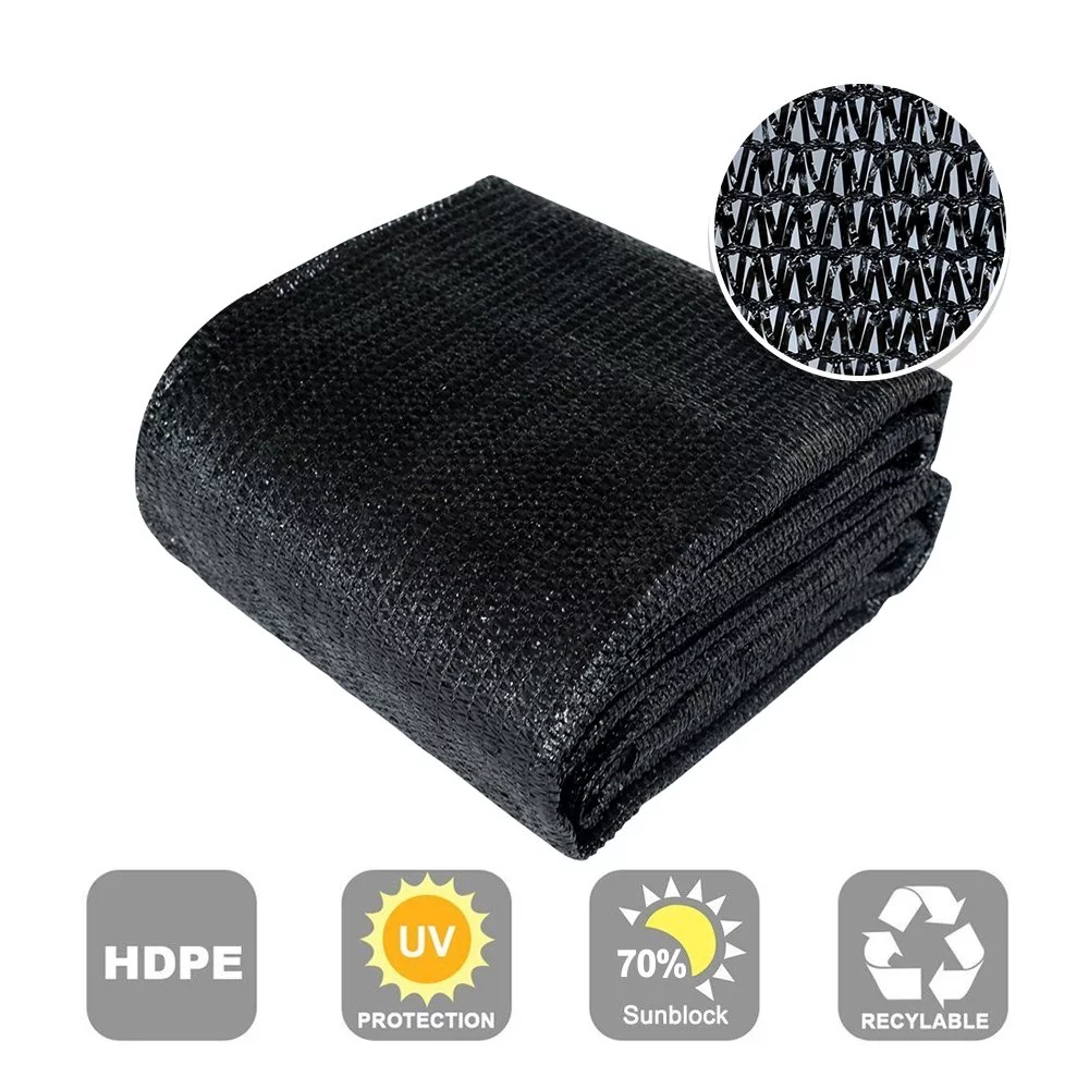 Agfabric 70% Sunblock Shade Cloth Cover with Clips for Plants 6' X 12' - Black