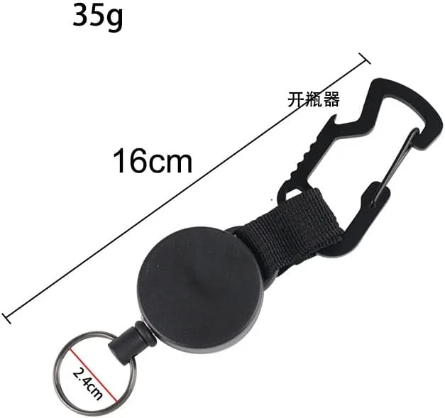 3 in 1 Retractable Badge Steel Wire Cord Pull Key Ring Portable Bottle Opener Hexagonal Wrench Carabiner Car Key Chain