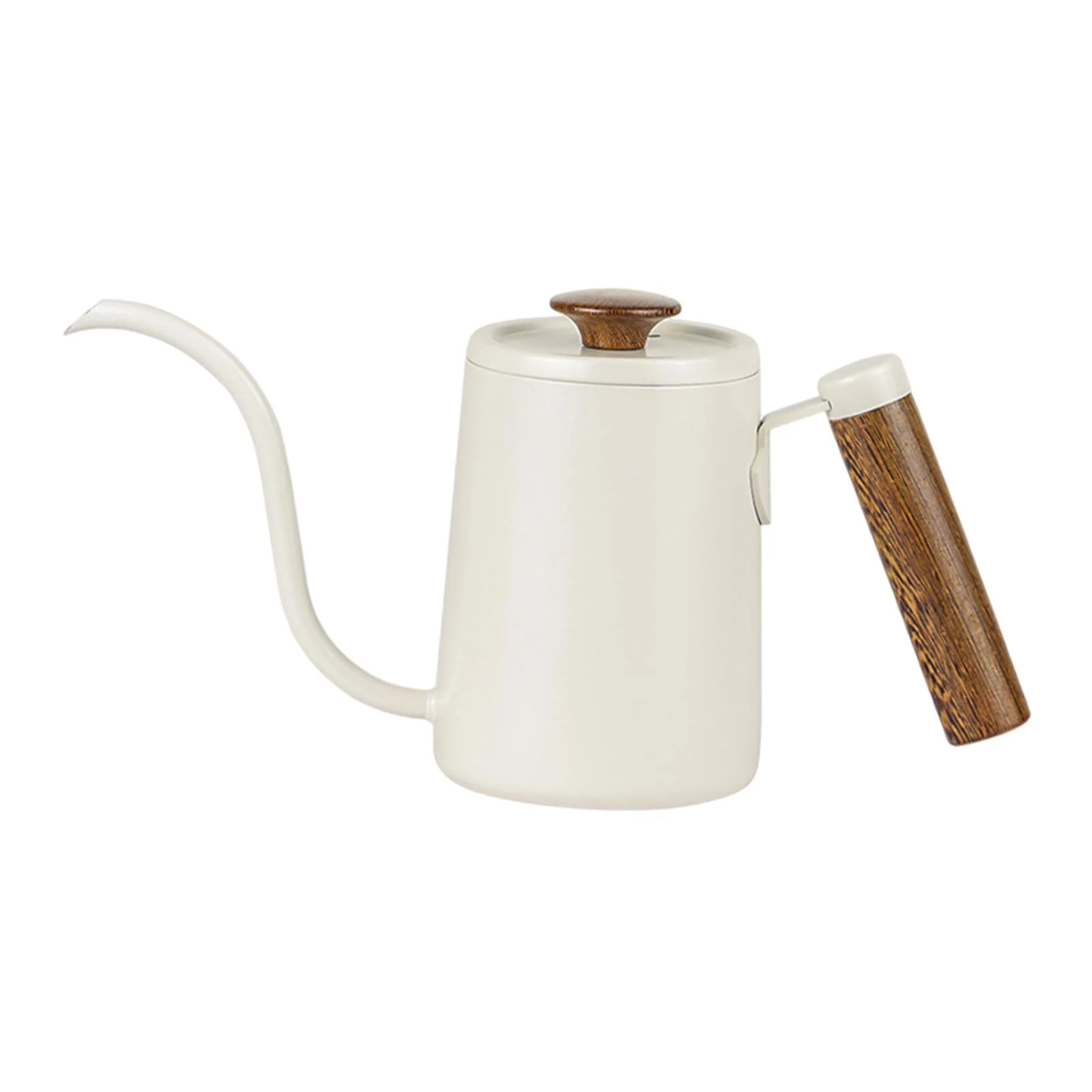 Drip Coffee Kettle, Long Gooseneck Coffee Tea Pot, Large 600ml, Ergonomic Wooden Handle, Precision Drip Pour over Kettle, Gooseneck Kettle Beige