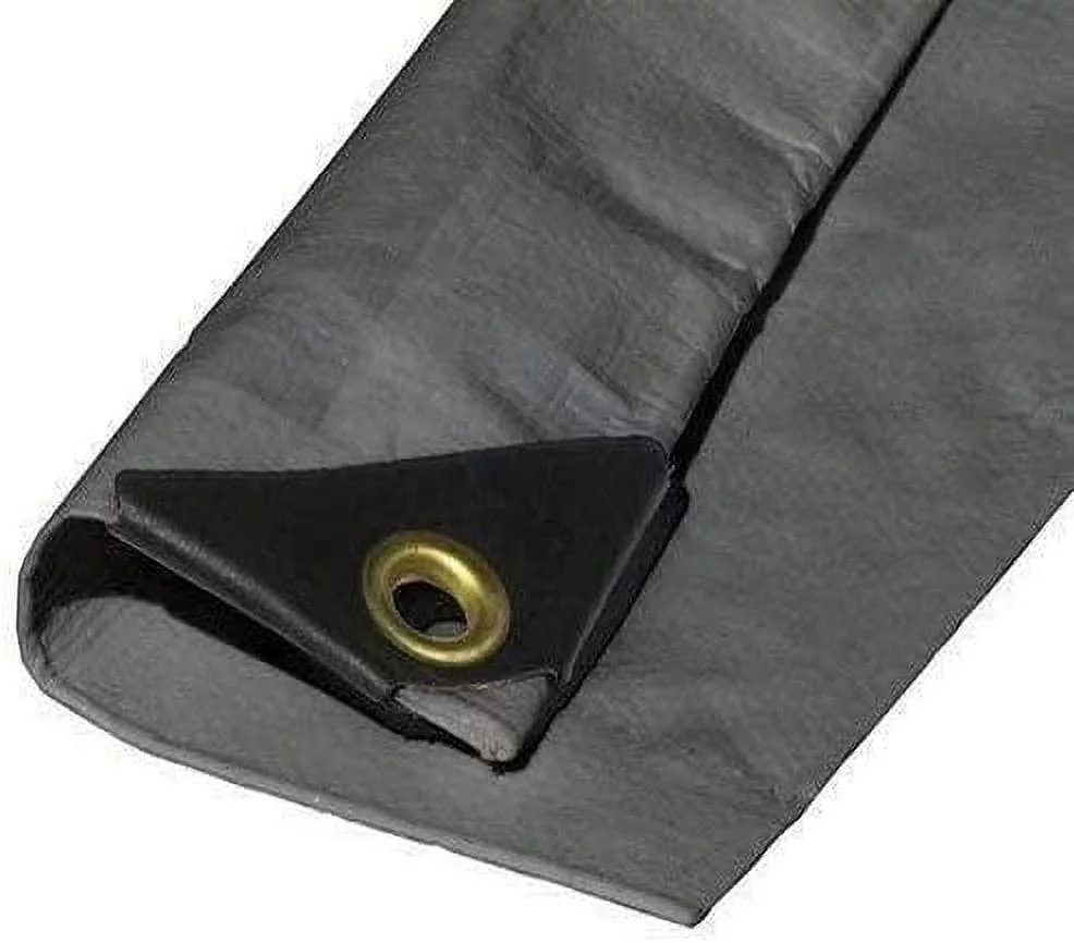 10'X24' Extra Heavy Duty 12 mil Silver Tarp 3 Ply Coated Reinforced Canopy 6 oz 3 Layer Finished Size 9.6' X 23.6'