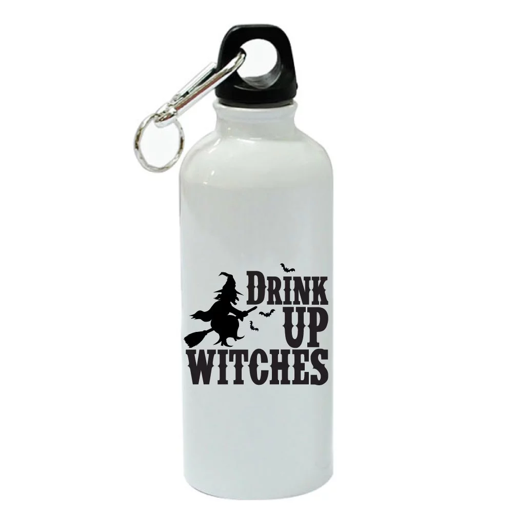 Drink Up Witches White Aluminum Sports 20 oz Water Bottle