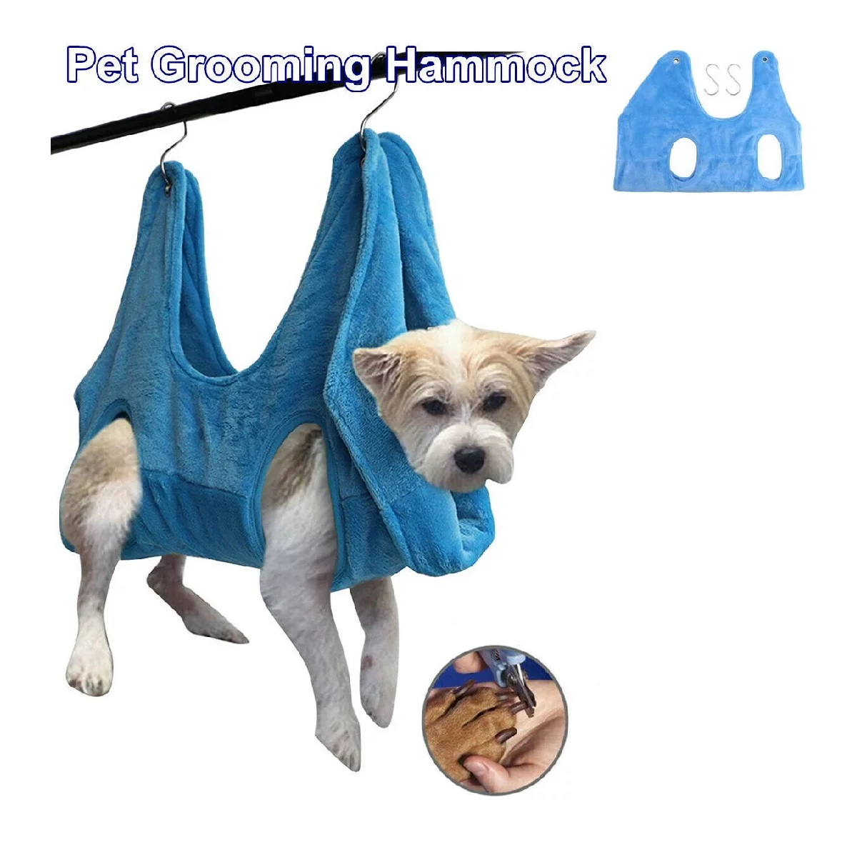Pet Grooming Hammock Restraint Towel Bag Microfiber Cat Dog Small Size Hammock Blue Color