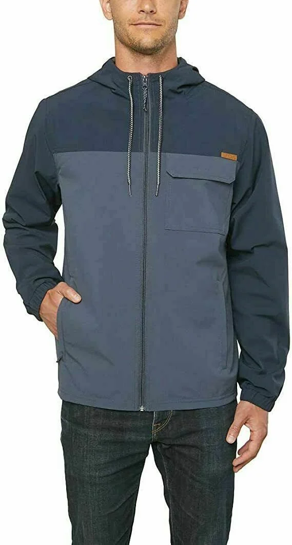 VOYAGER Men's Windbreaker Windwear Hoodie Jacket Blue Total Eclipse Water Resist