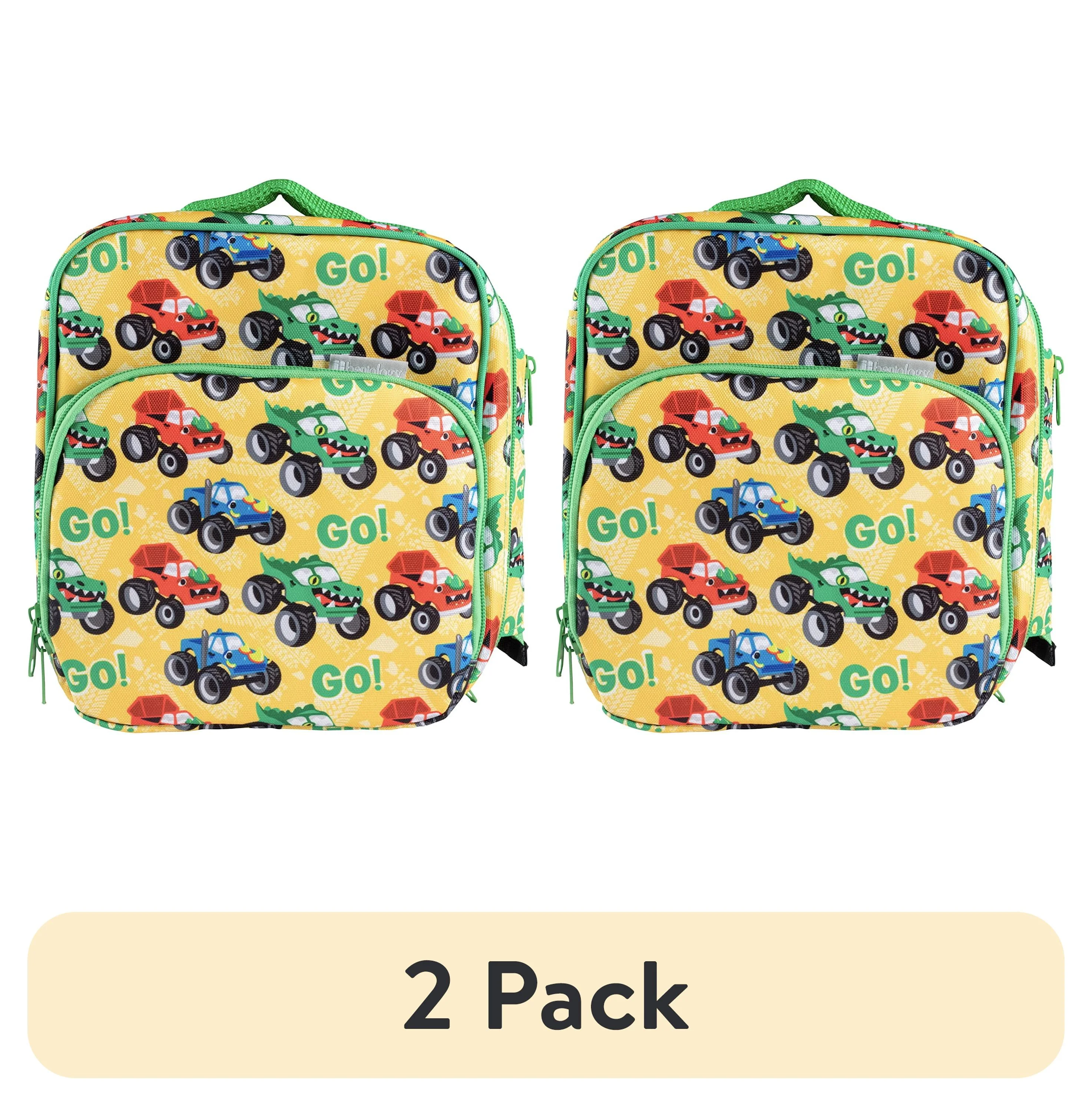(2 pack) Bentology Insulated Lunch Box w Snack Pocket & Water Bottle Holder - Boys or Kids Lunchbox Tote Keeps Food Hotter or Colder Longer - Reusable Bag Fits Bento Boxes, Ice Packs, Nesting Containers w Lids
