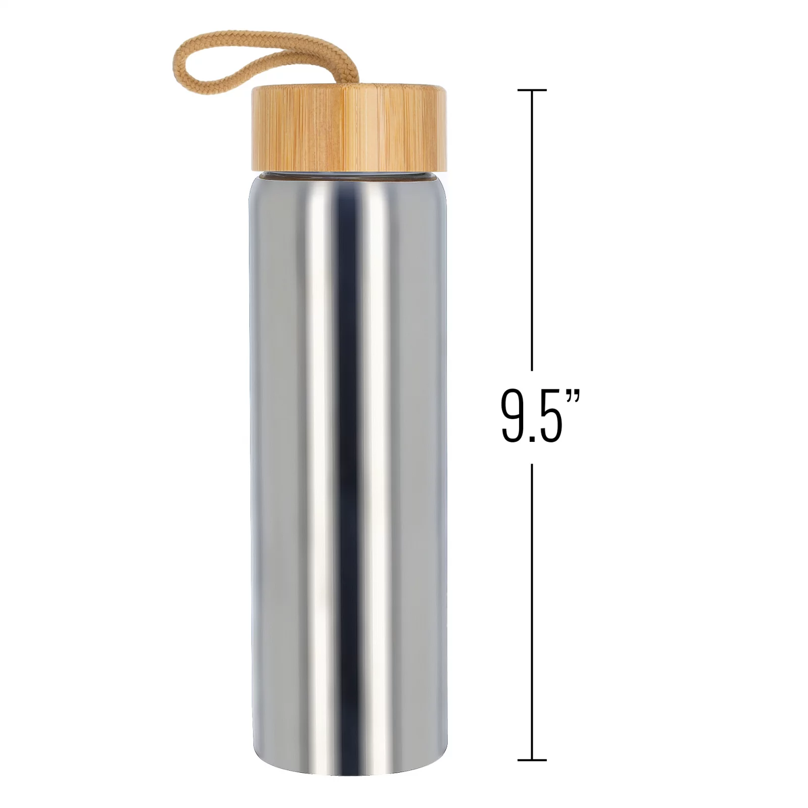 23oz Beille Chrome Glass BPA Free Water Bottle with Bamboo Lid Hydration Health and Beauty