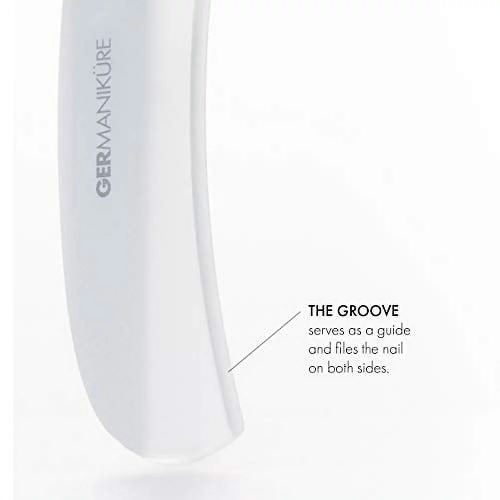 GERMANIKURE Crystal Glass Nail File Set in Beige Suede Case – Handmade in Czech Republic – Professional Manicure & Pedicure Supplies – Glass Cuticle Stick, Pusher, Callous Remover