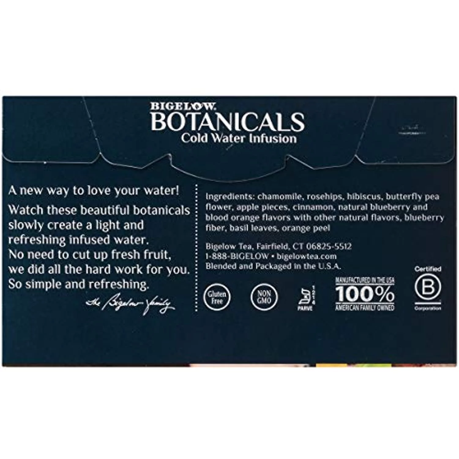 Bigelow Botanicals Cold Water Infusion Blueberry Citrus Basil, Herbal, Caffeine Free, 18 Count (Pack Of 6), 108 Total Tea Bags