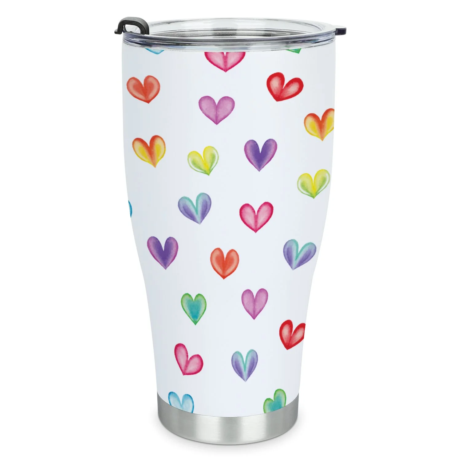 Hidove Stainless Steel Tumbler, Watercolor Hearts Seamless Pattern 30oz Leak Proof & Stainless Steel Bottle for Hot & Cold Drinks - Coffee Travel Mug, Water Metal Canteen, Thermal Cup