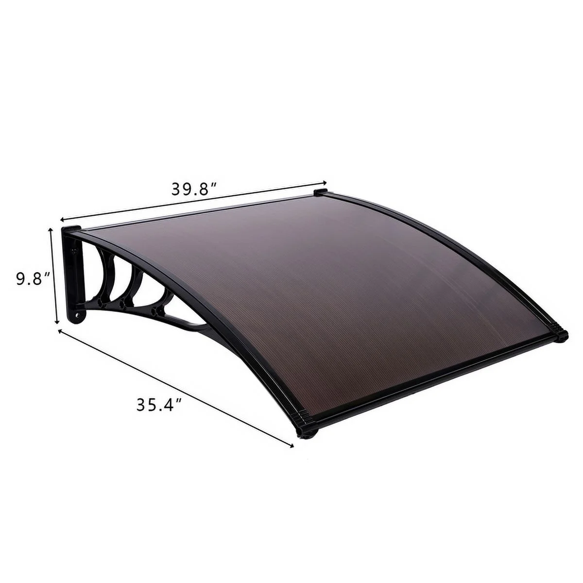 Fithood 100 x 100 Household Application Door & Window Rain Cover Eaves Canopy Brown & Black Bracket