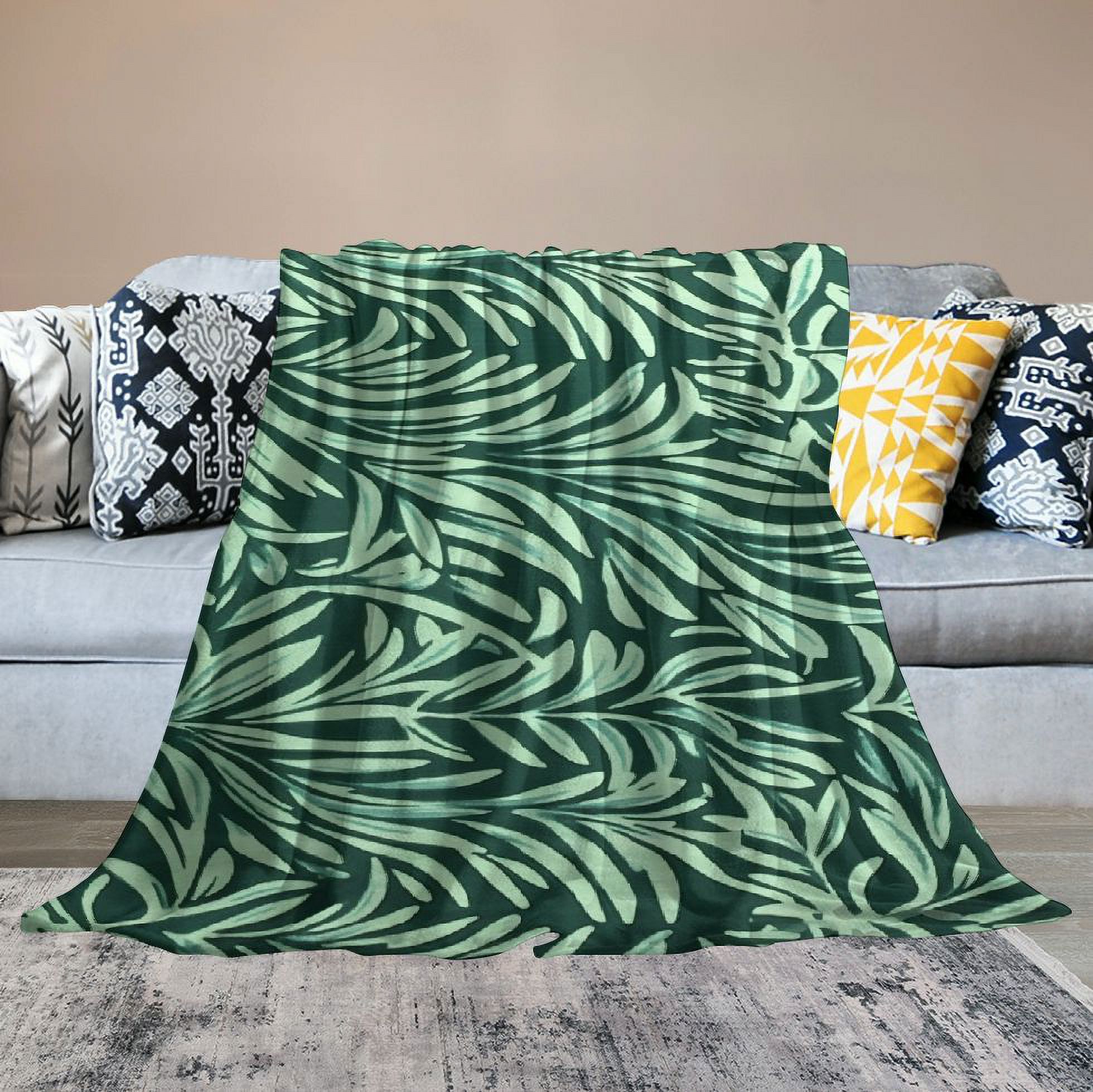 EastSmooth  Seamless Palm Leaves Pattern Prints Soft Warm Cozy Blanket Throw for Bed Couch Sofa Picnic Camping Beach