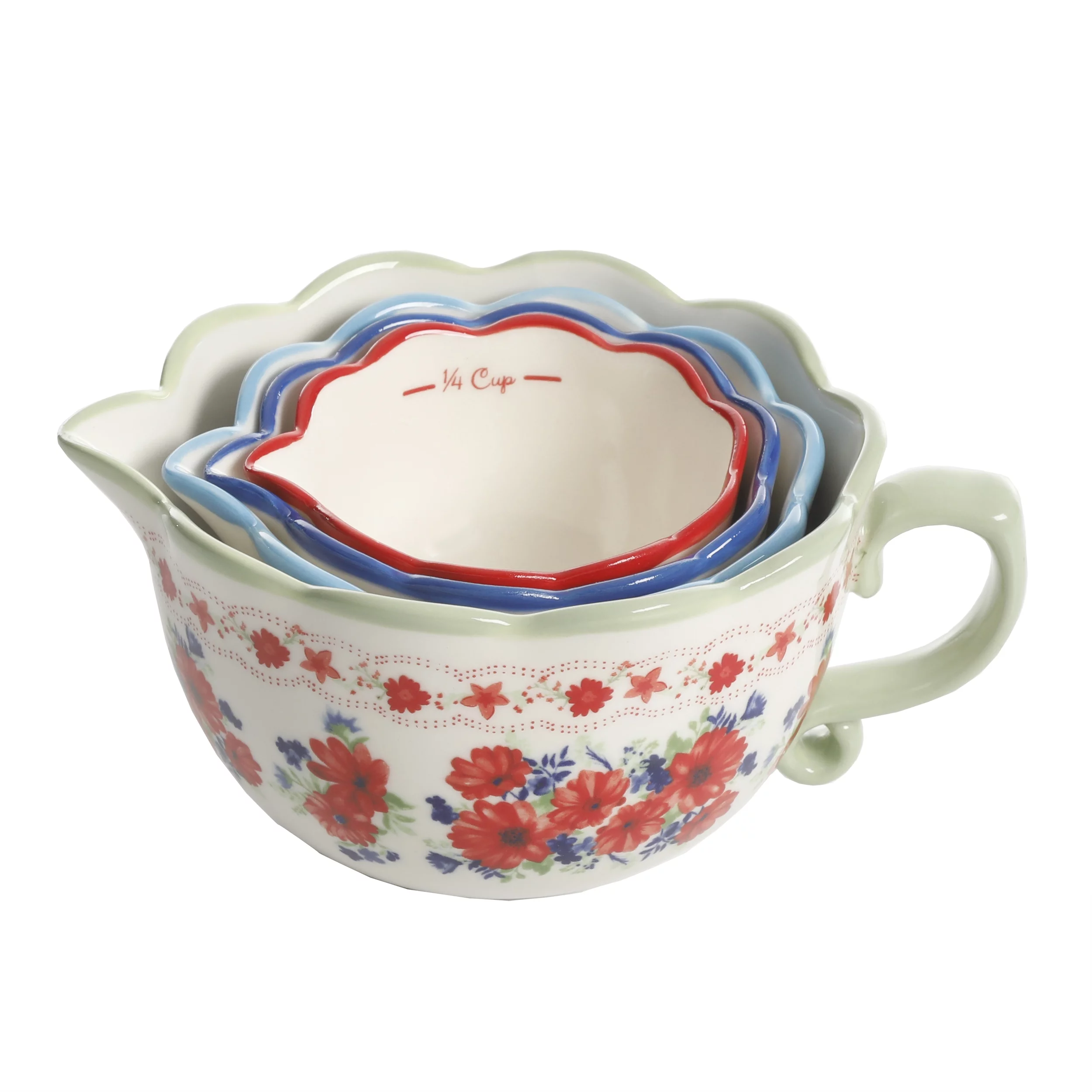 The Pioneer Woman Durable Stoneware Classic Charm 13-Piece Measuring Cup Set