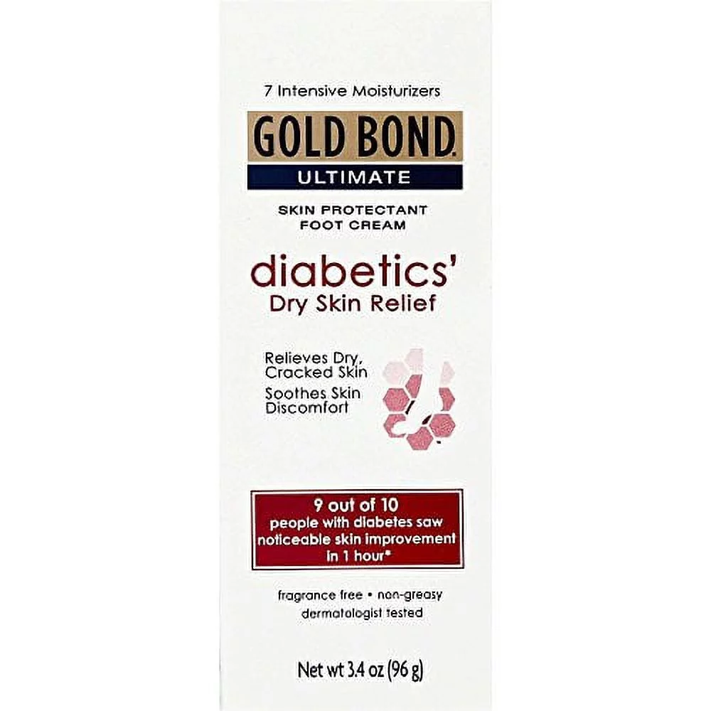 4 Pack - Gold Bond Diabetic Skin Relief Foot Cream 3.4 oz Each