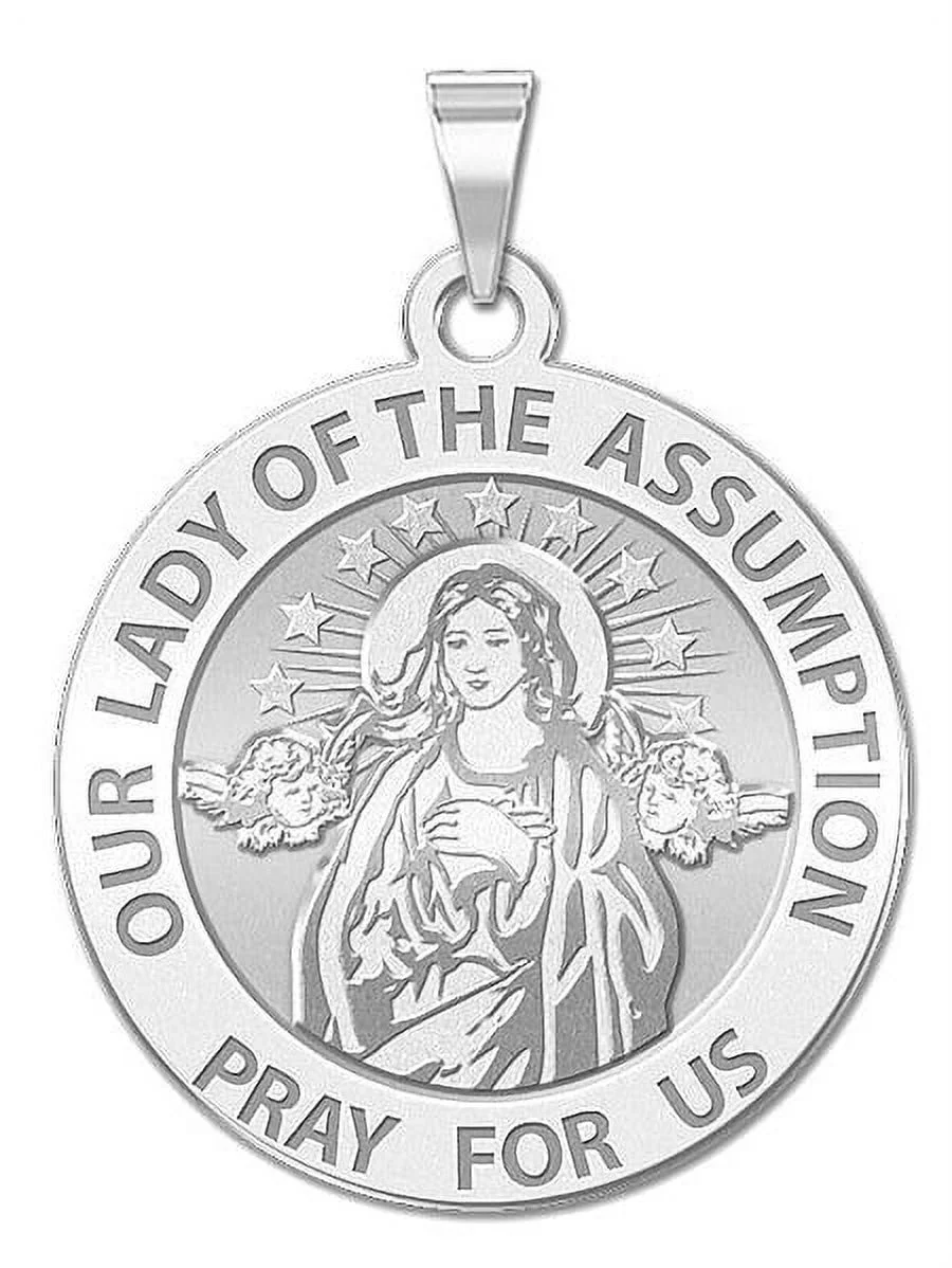Our Lady of the Assumption Religious Medal  - 1 Inch Size of a Quarter -Sterling Silver