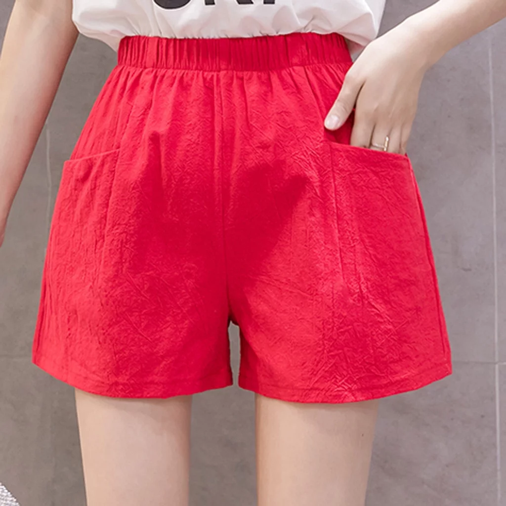 Gloriia Plus Size Shorts for Women Cotton Linen Wide Leg Hiking Shorts Plus Size Casual Pull On Shortelastic Waist Pockets Board Shorts
