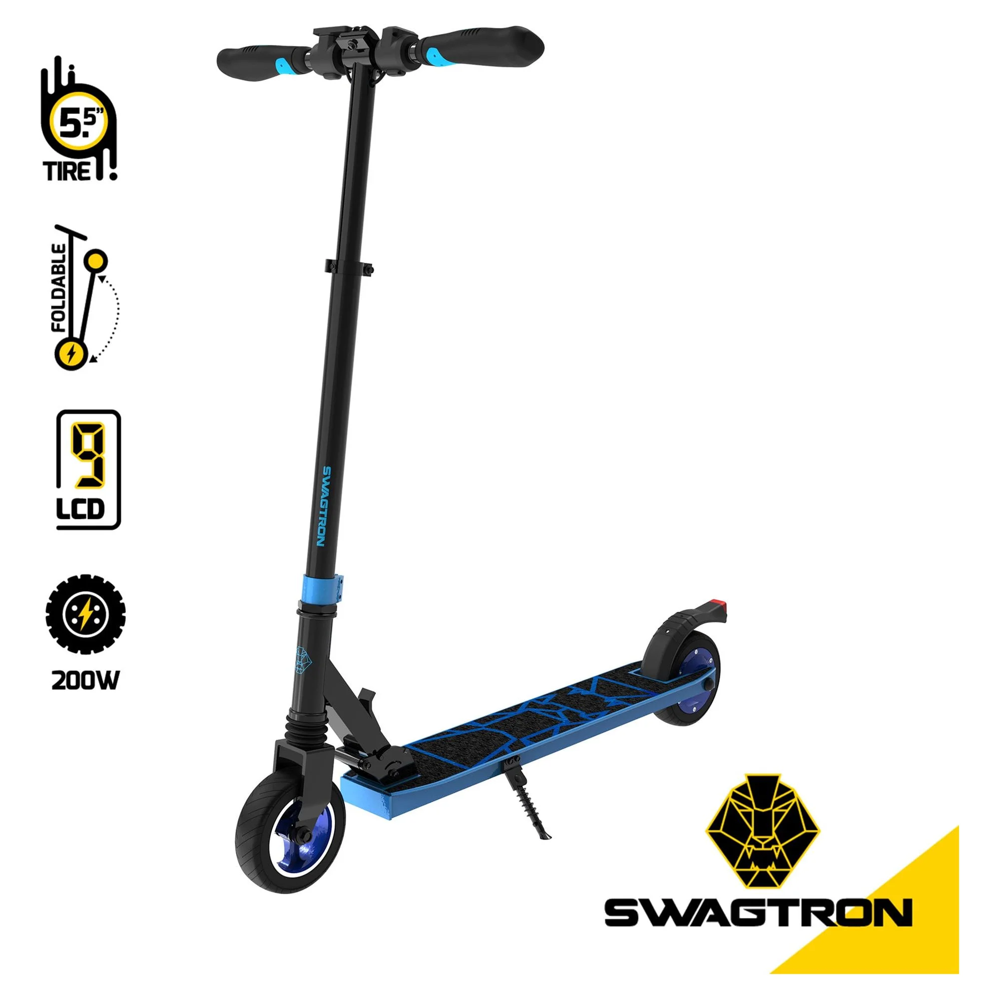 Swagtron Swagger 8 Folding Kids Electric Scooter Lightweight 250 W Quiet Motor Kick-to-Start Cruise Control 15 MPH UL 2272 Certified IPX4