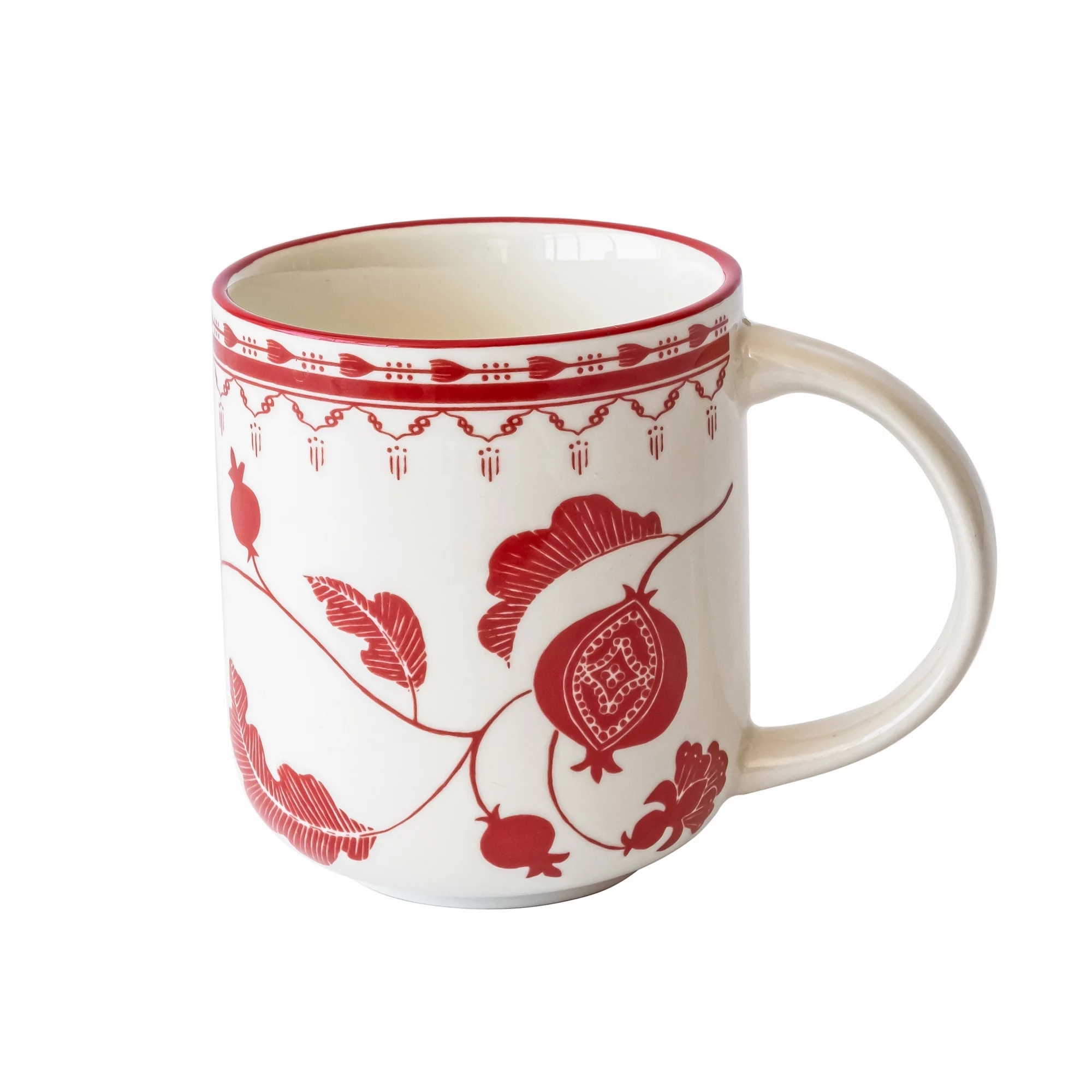 Sofia Home Red Set of 4 Stoneware Mugs