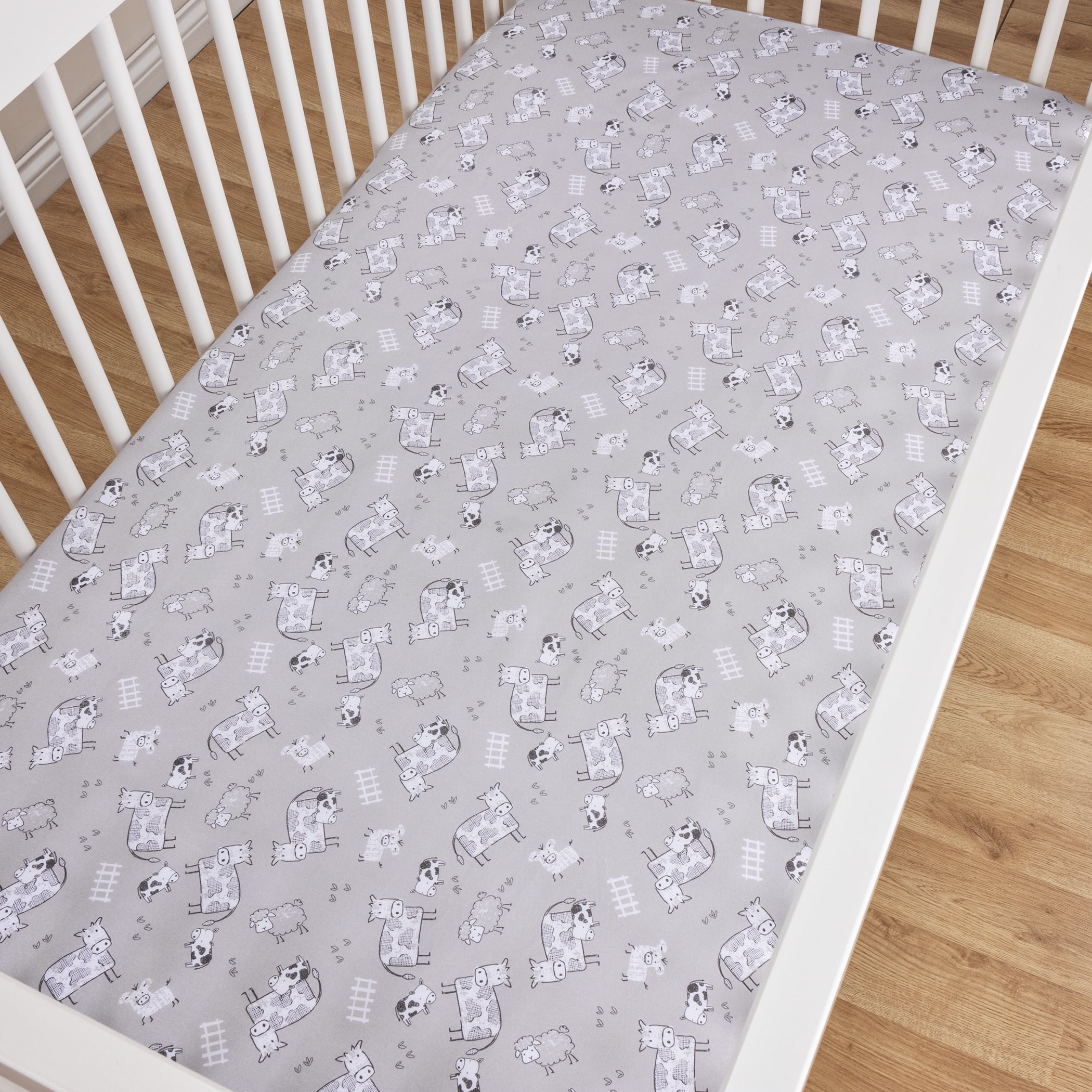 Sammy & Lou Unisex Purple Microfiber Fitted Sheets, Crib Bed, (2 Pieces ), Infant, Cow Character, 200 Thread Count