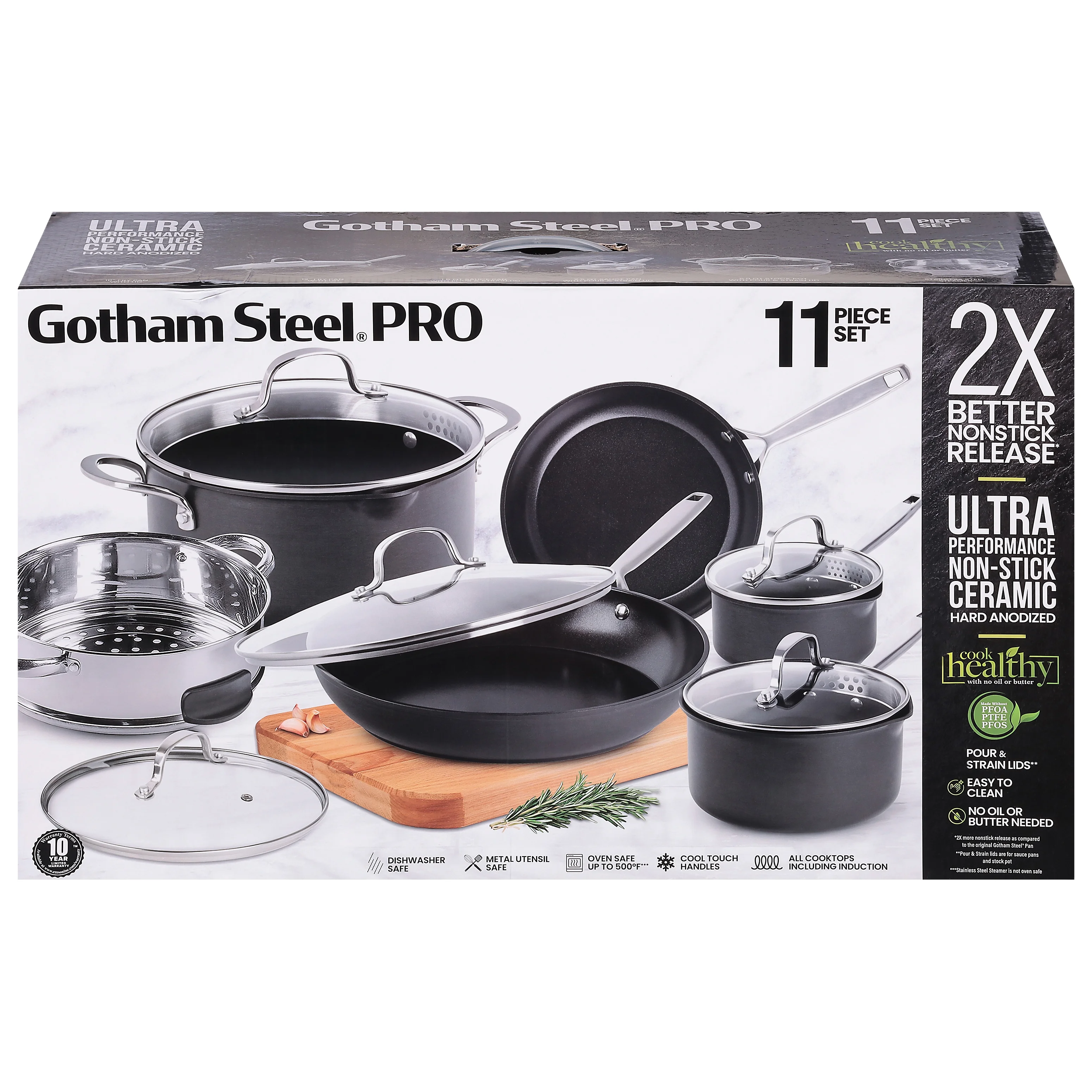 Gotham Steel Pro Ultra Ceramic Cookware Set 1 ea