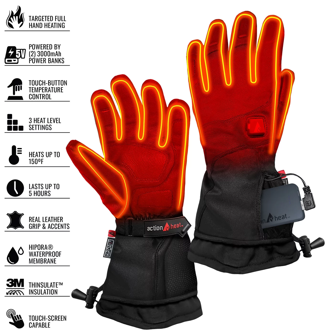 ActionHeat Men's 5V-Battery Heated Premium Gloves