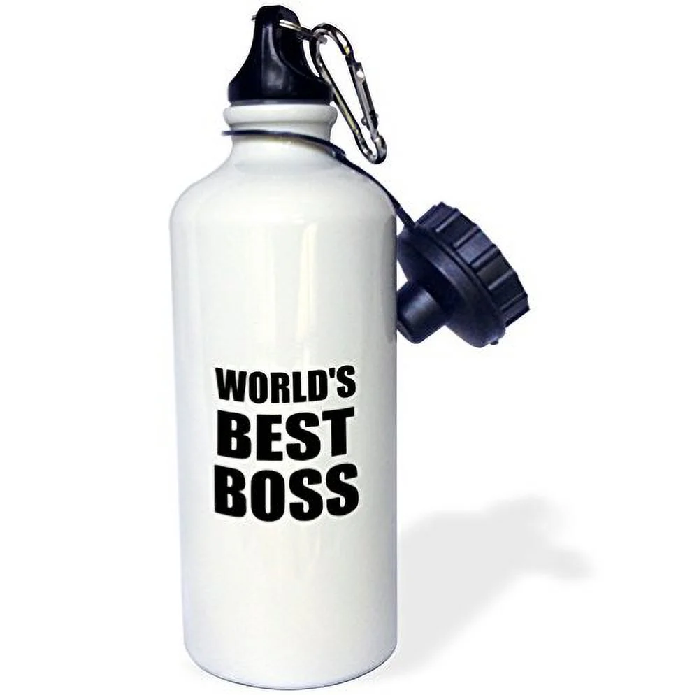 3dRose Worlds Best Boss - green text - great design for the greatest boss, Sports Water Bottle, 21oz