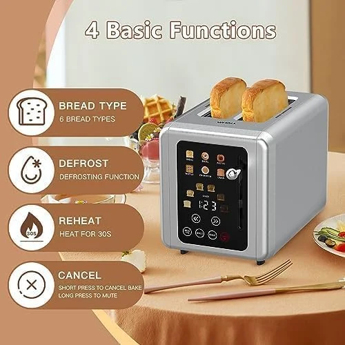 Pre-Owned WHALL Touch Screen Toaster 2 Slice Digital Timer KST075AU - STAINLESS STEEL (Fair)