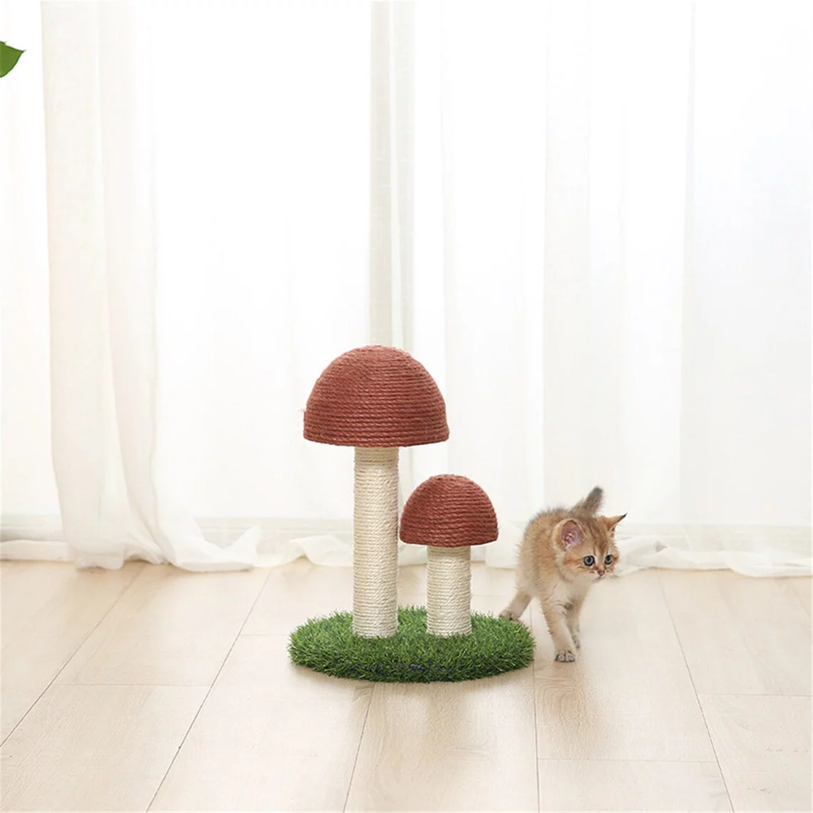Lovely Caves 14.2-in Mushroom Cat Scratching Post with Sisal Covered