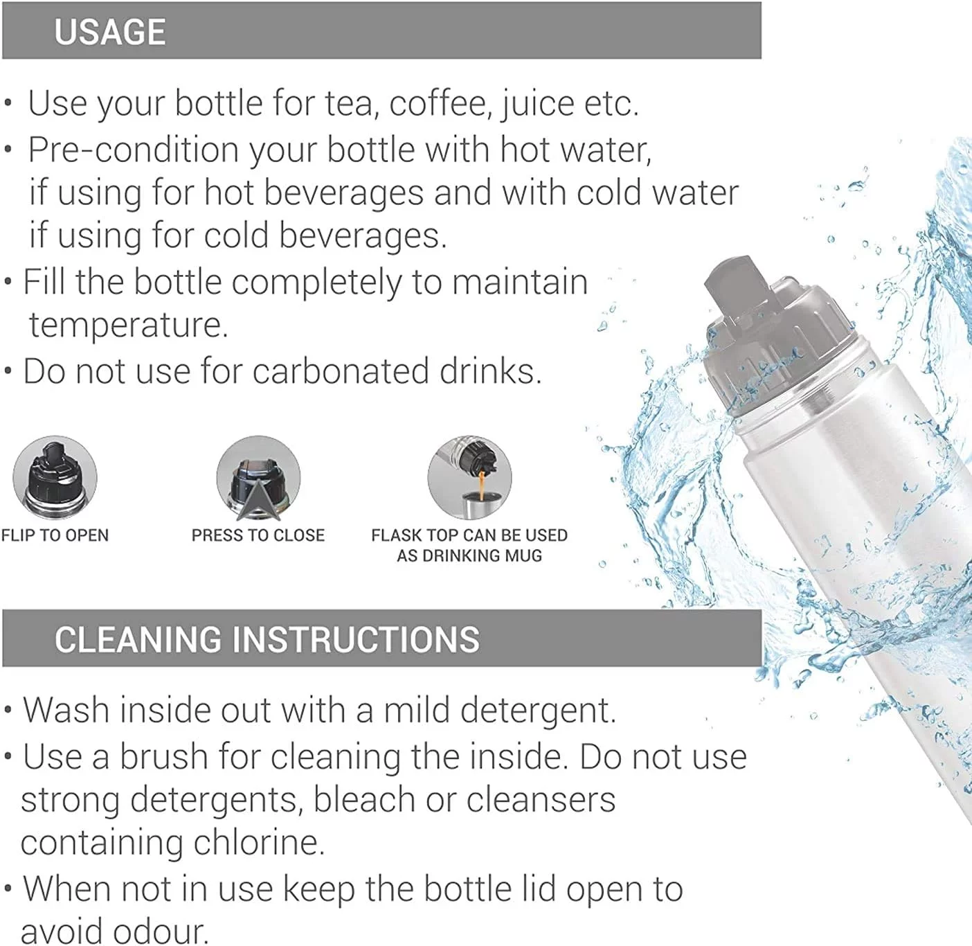 Milton Thermosteel Flip Lid Flask 350, Double Walled Vacuum Insulated 350 ml | 12 oz | 24 Hours Hot and Cold Water Bottle with Cover, 18/8 Stainless Steel, BPA Free, Food Grade, Leak-Proof | Silver