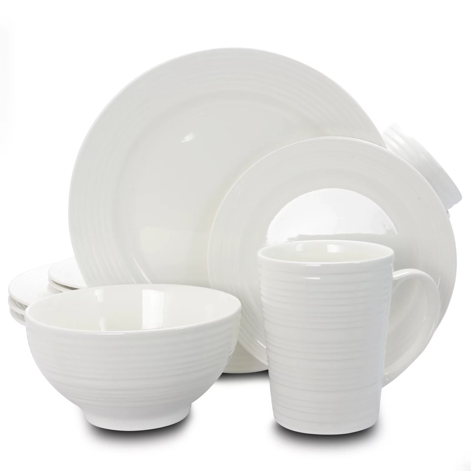 Gibson Amelia Court 16 Piece Dinnerware Set in Embossed White