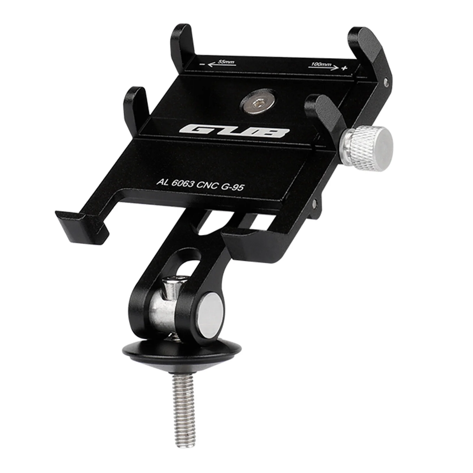 Bike Stem Phone Mount Anti-slip Adjustable Aluminum Bicycle Phone Holder for 3.7-7.2In Mobile Phones