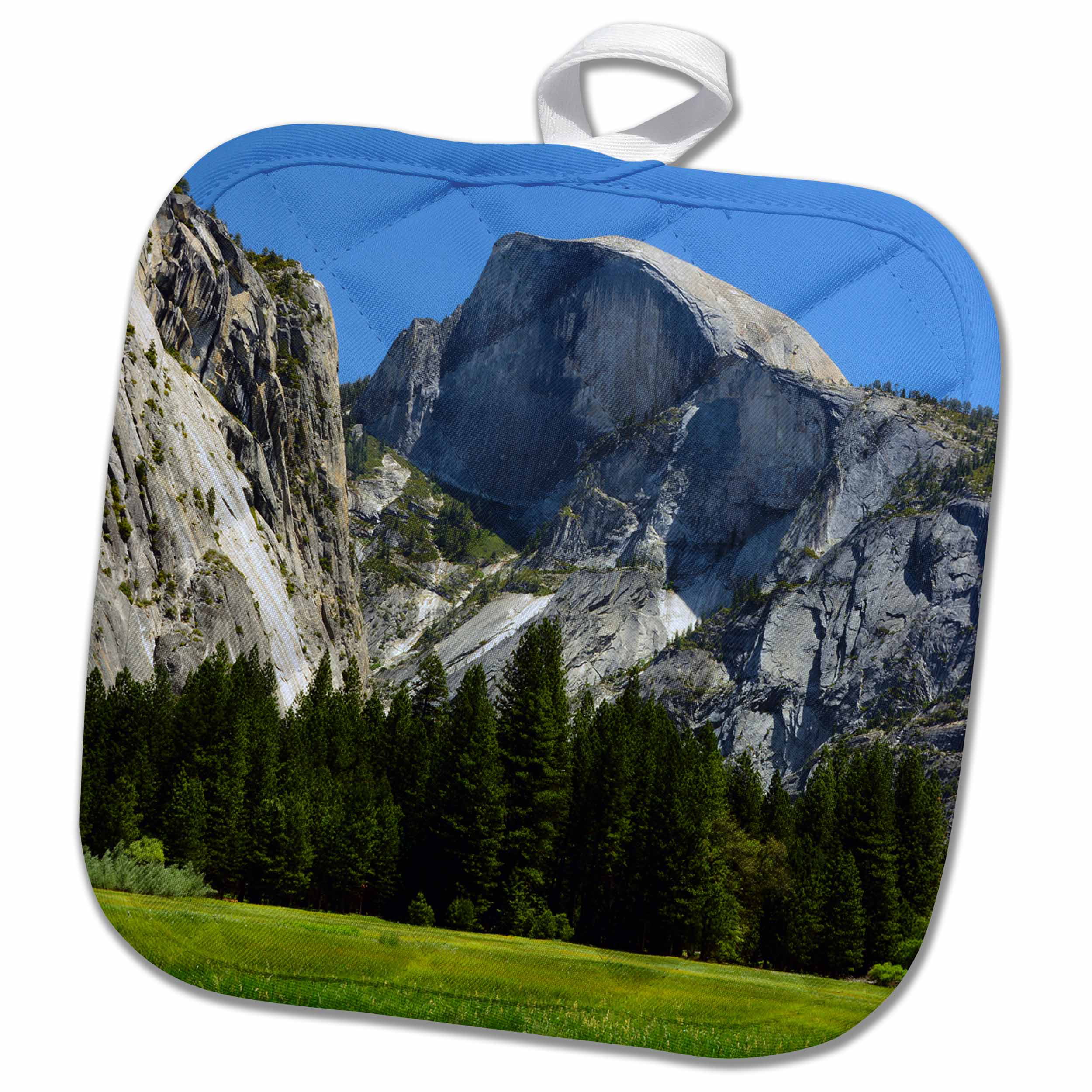 3dRose Half Dome, Valley Floor, meadow, Yosemite NP, California, USA - Pot Holder, 8 by 8-inch