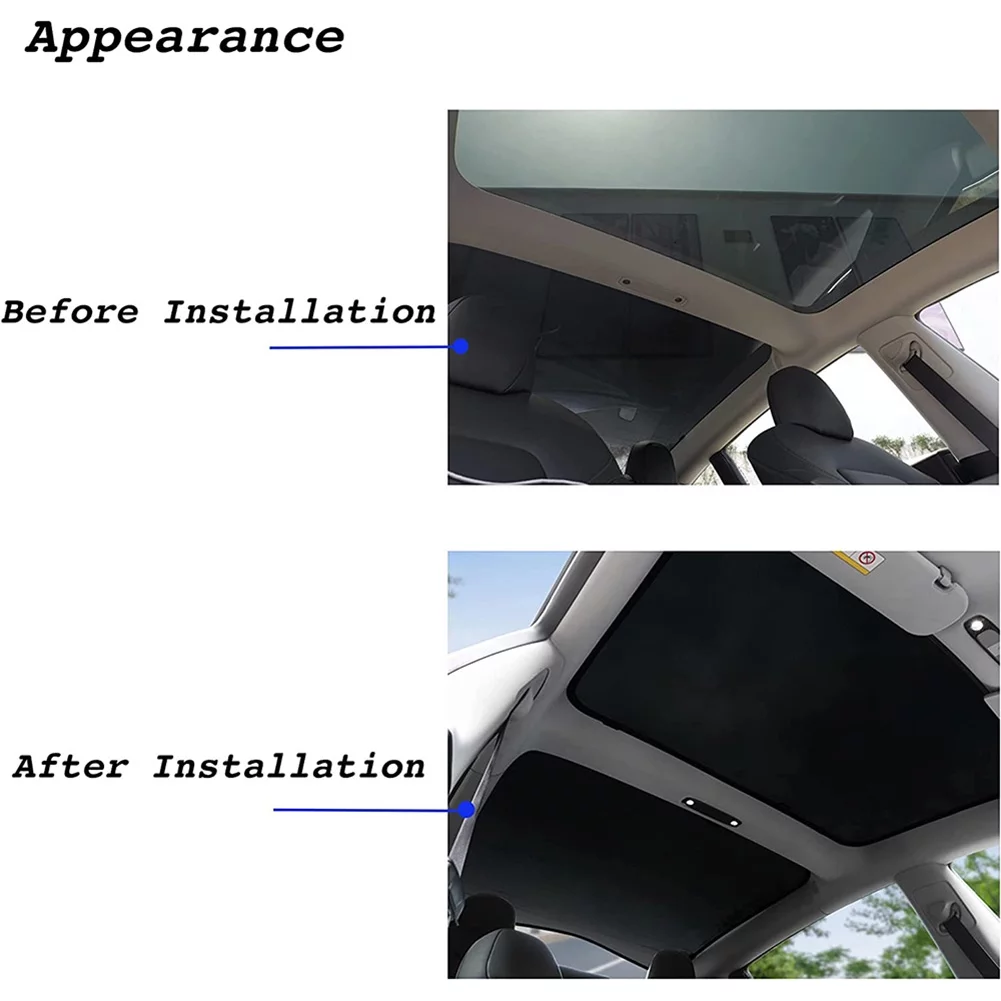 Tesla Model 3 Sunshade Sunroof Sunshade, UV Protected and Insulated Roof Sunshade Cover Tesla Model 3 2021 2022 Black