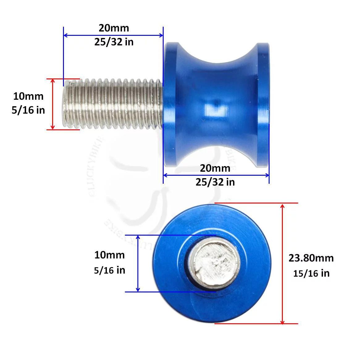 Blue Kawasaki Mini Swingarm Spools Sliders 10mm Bolts Ninja ZX 6R 9R 10R 14R RR