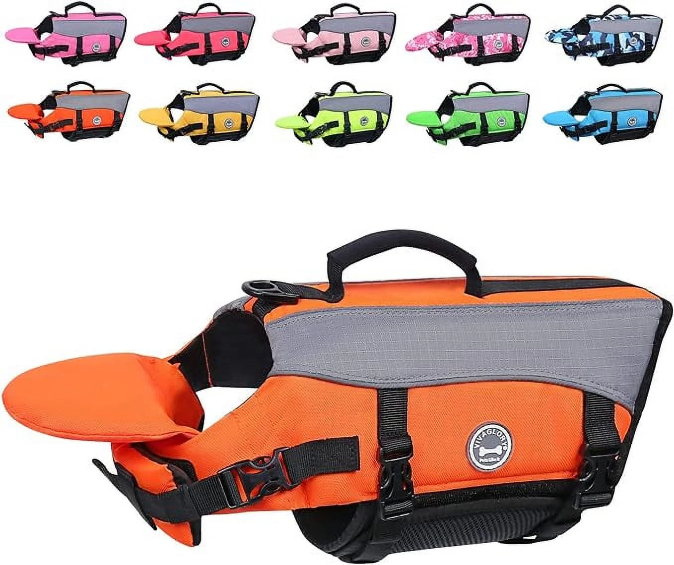 VIVAGLORY Dog Life Jacket with Removable Front Float, Dogs Life Vest with Extra Padding & Reflective Trims for Swimming & Boating, Bright Orange, XXS