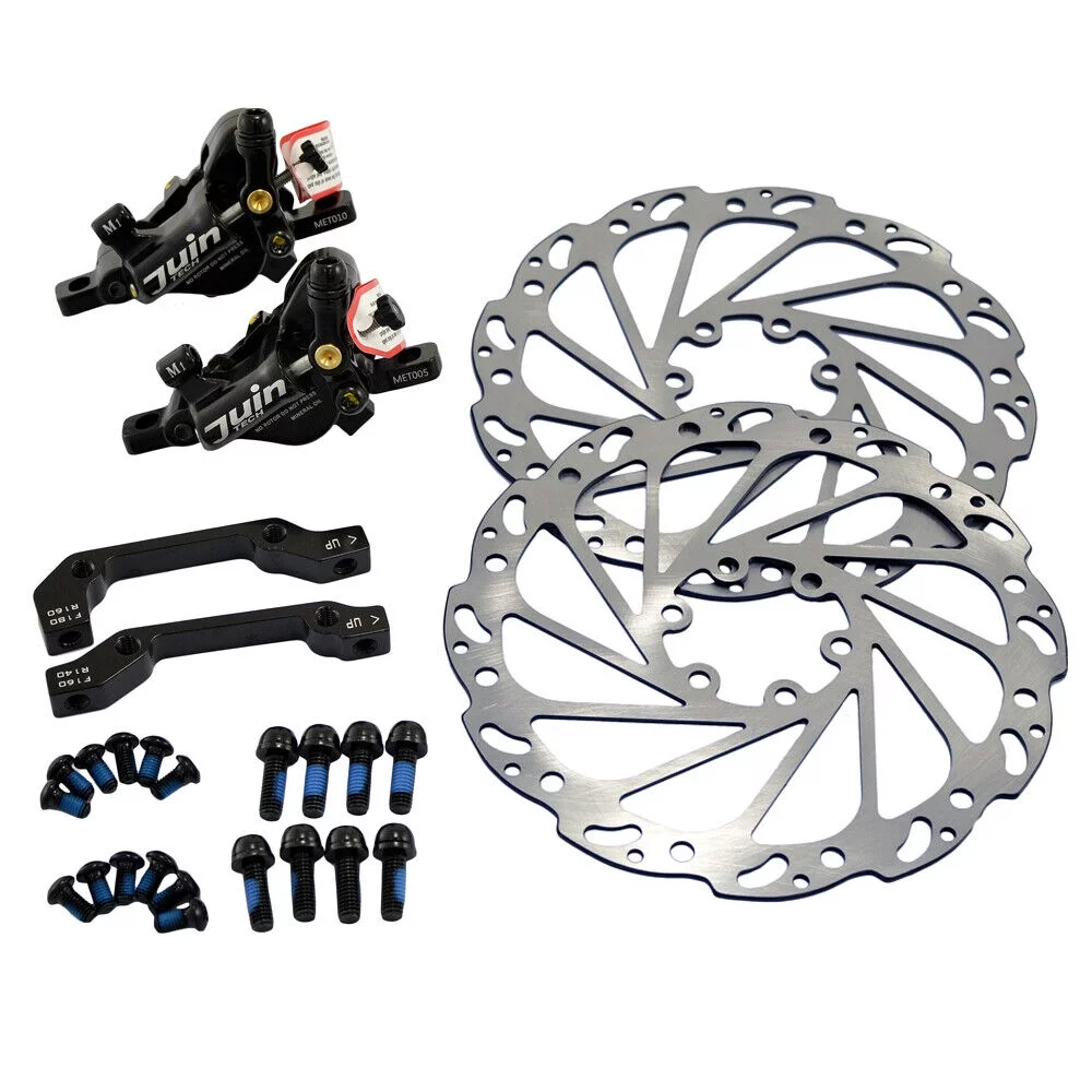 JUIN TECH M1 Hydraulic MTB E-bike Disc Brake set 160mm w/ Rotor (F+R), Black #JT1948