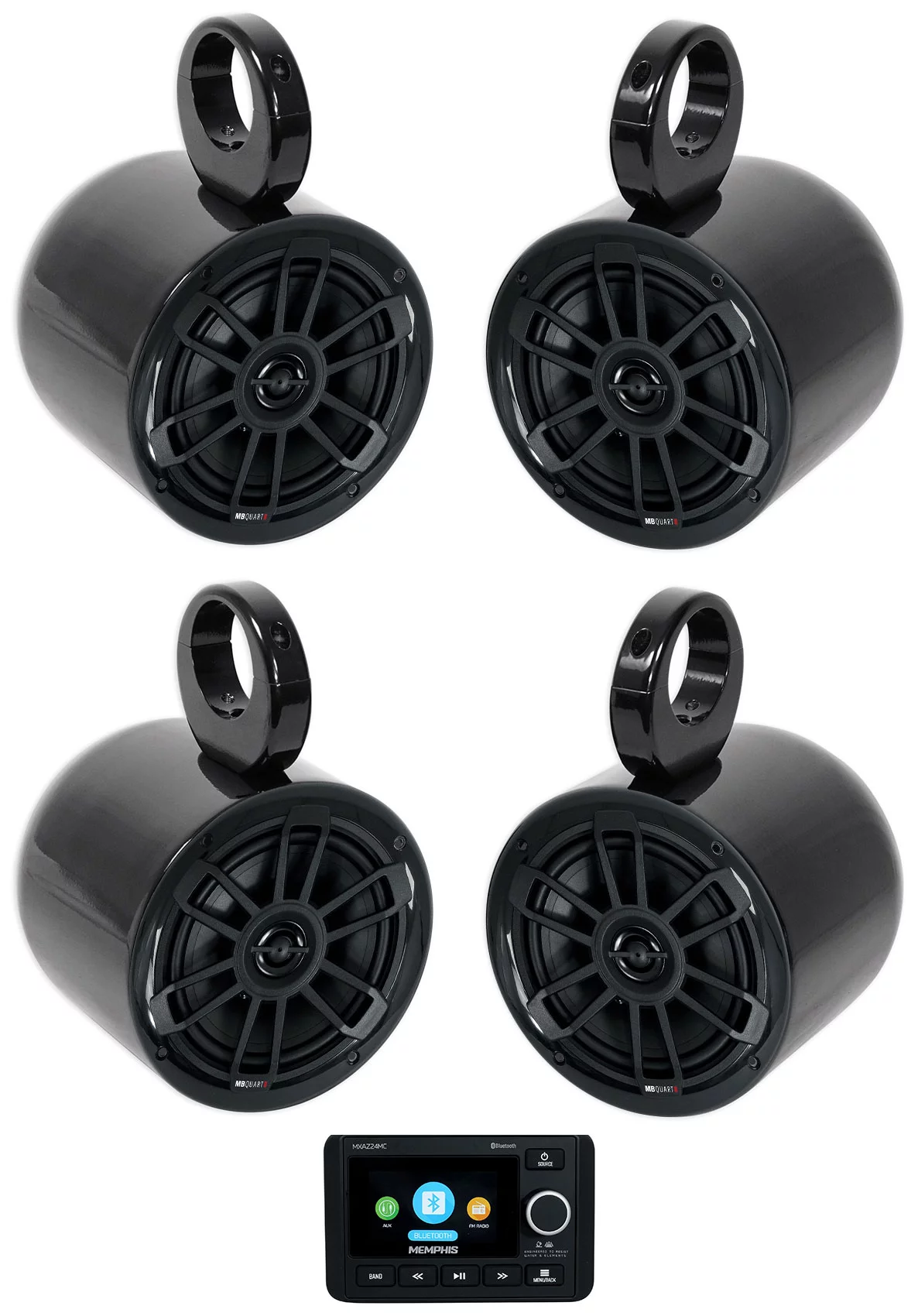 Memphis MXAZ24MC 2-Zone Marine Bluetooth Receiver+4) MB QUART Wakeboard Speakers