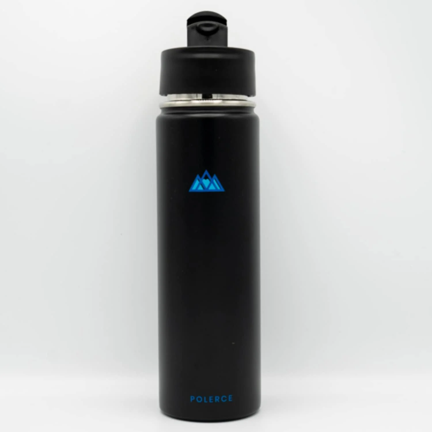 Vacuum Insulated Bottle with 3 Lids - Stainless Steel Thermally Insulated Flask - by Polerce (21 Oz, Black)