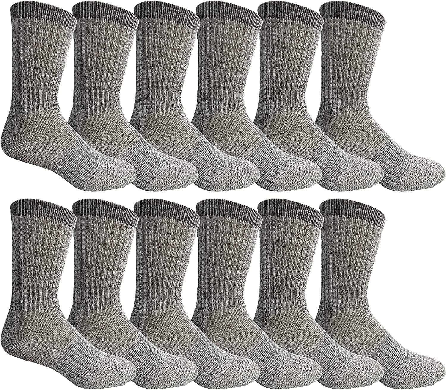 SOCKS'NBULK Wholesale Bulk Merino Wool Thermal Hiking Boot Socks, Mens Womans Kids (Mens / Assorted, 4) (Mens / Gray)