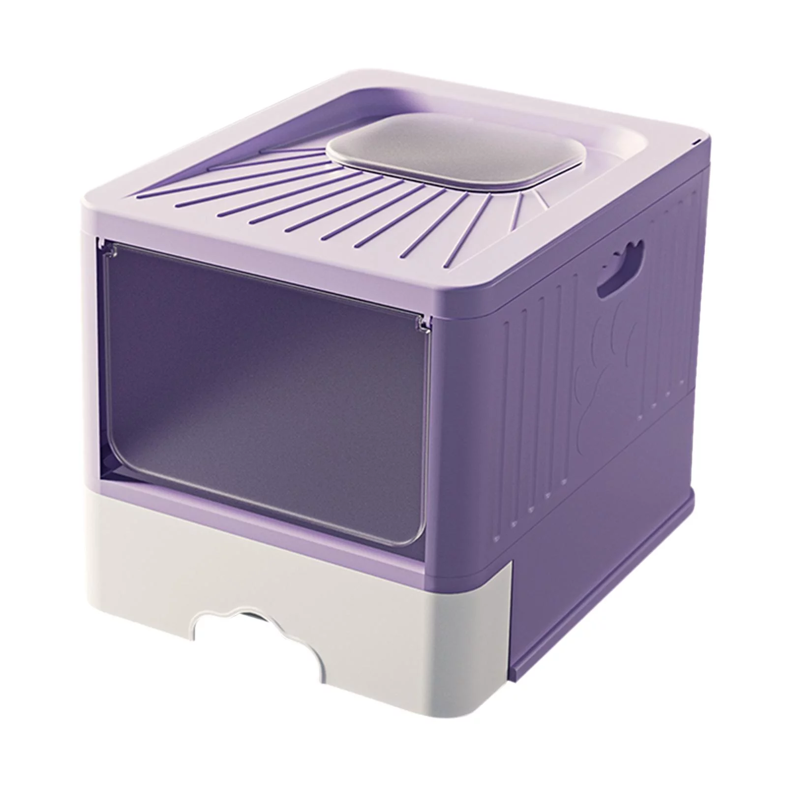 Foldable Cat Litter Box Anti-splashing High Sides Easy Clean Durable Cat Toilet Violet