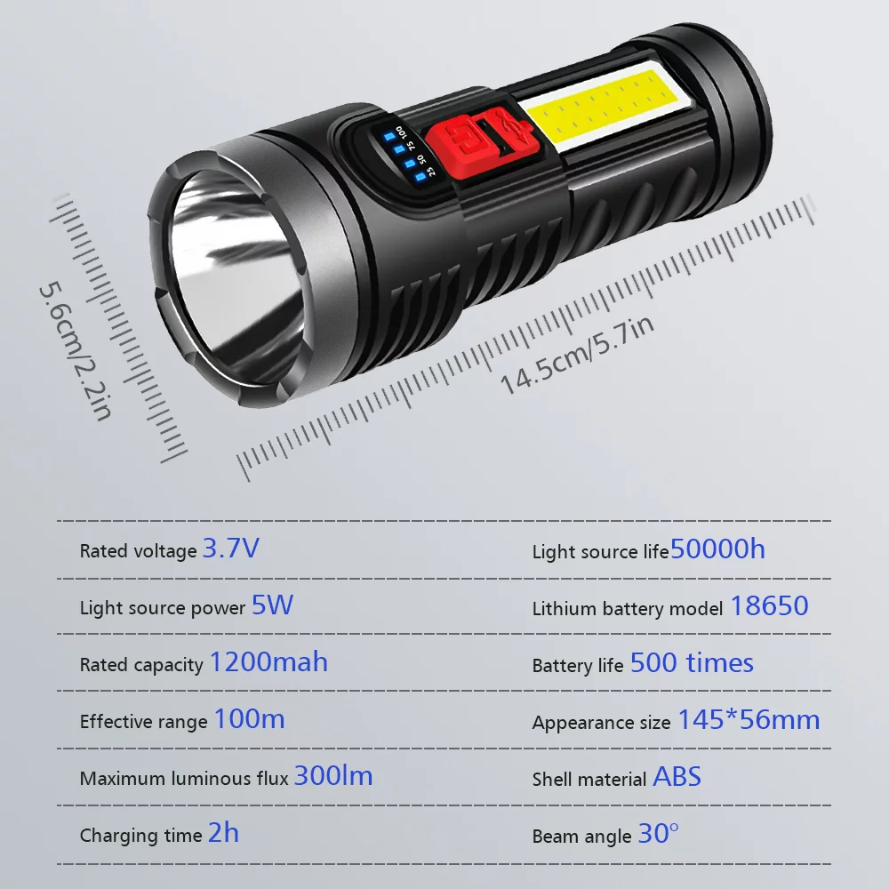 Super Bright 10000000LM Torch Led Waterproof Flashlight USB Rechargeable Tactical light,Portable Handheld Lights for Outdoor Waterproof Emergency Camping Hiking - 2PCS