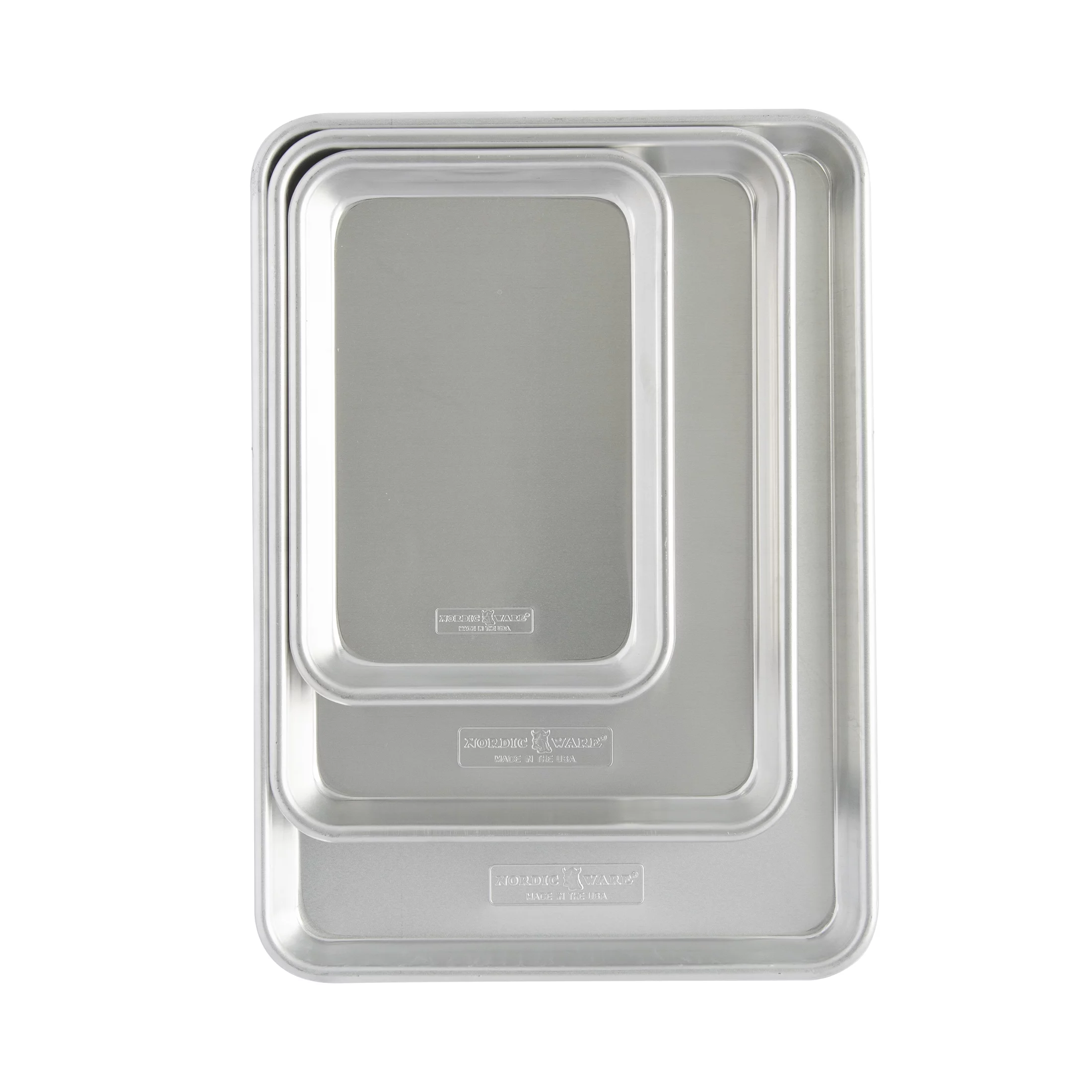 Nordic Ware Naturals Aluminum 3 Piece Sheet Pan Set, Jelly Roll, Quarter Sheet and Eighth Sheet Pans