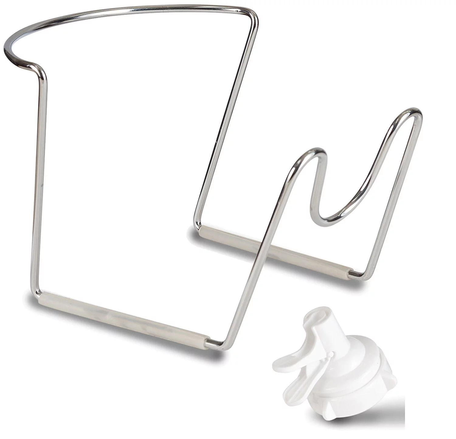 AquaNation Chrome Silver Metal Plated 3 - 5 Gallon Water Bottle Jug Canteen Stand and Dispenser Valve for 48mm 55mm Non Threaded Snap On Crown Top Large Reusable Water Jugs Bottles (48mm)