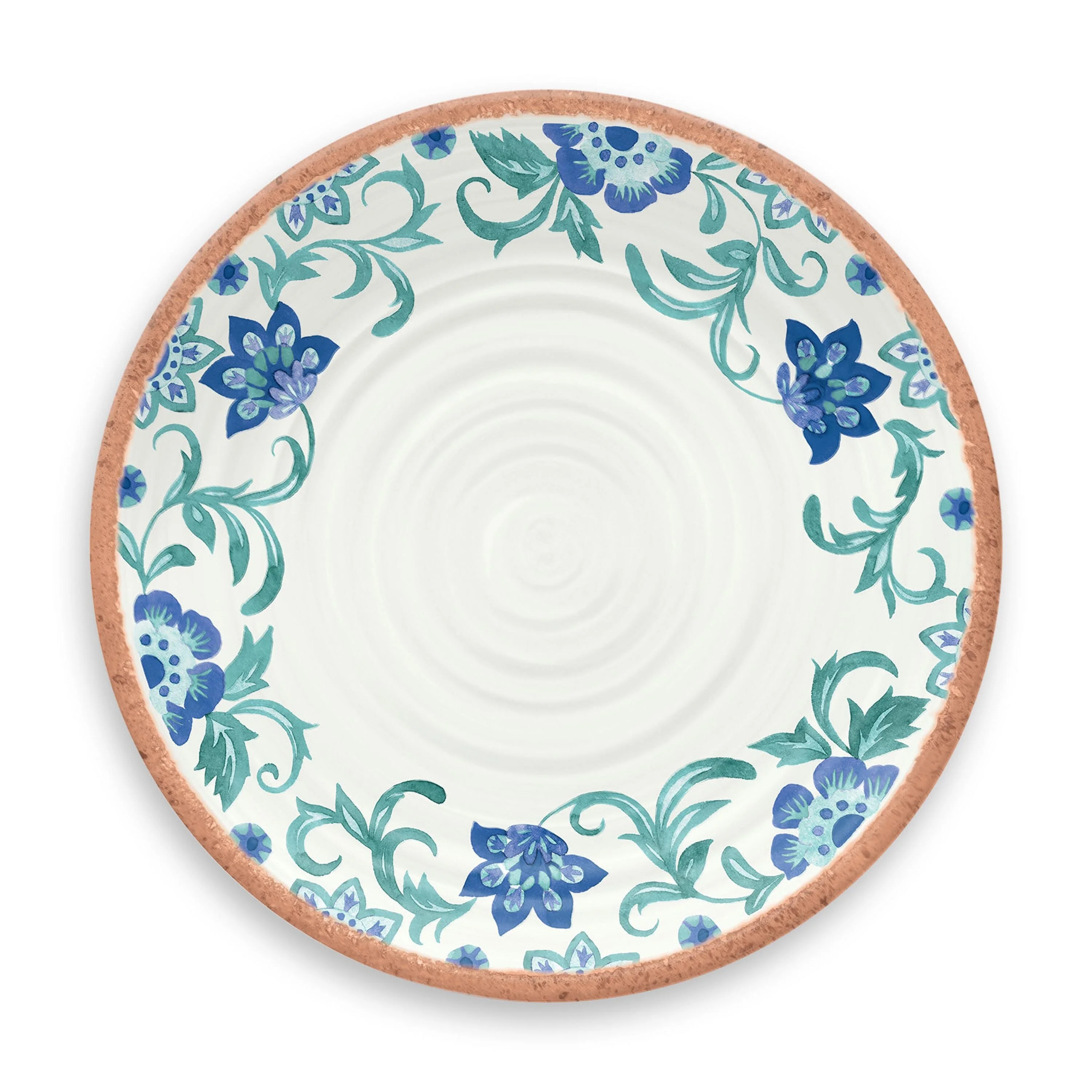 Abode Homewares by TarHong Rio Turquoise Floral Dinner Plate, 10.5 x 0.9