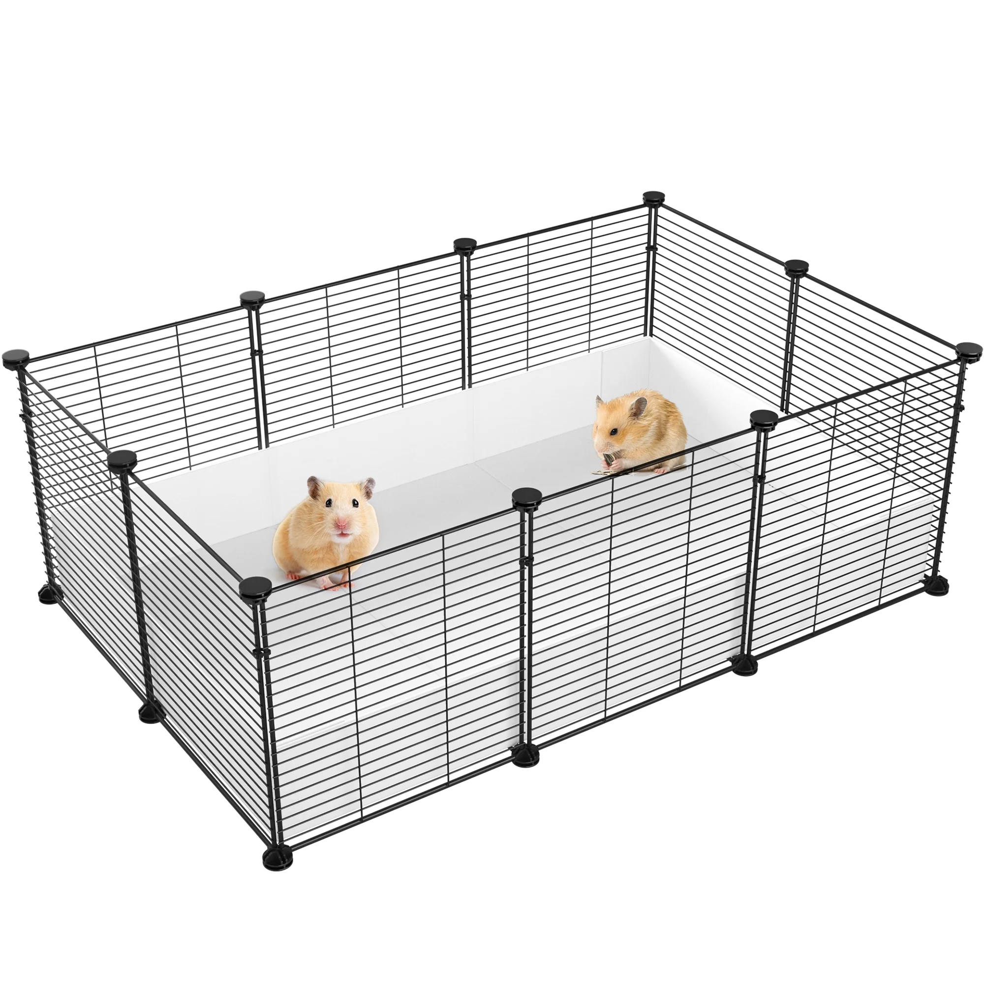 Dextrus Indoor Guinea Pig Cage,Small Animal Enclosure with Waterproof Plastic Liner, 3x2 Playpen for Chinchilla, and Hamster. Versatile Fence with DIY 16PCS Panels for Personalized Configuration