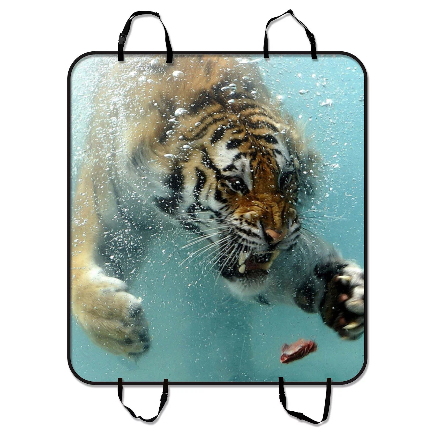 GCKG Fierce King Of Forest Tiger Swimming To A Meat Pet Car Seat Cover Dog Car Seat Mat Hammock Cargo Mat Trunk Mat For Cars Trucks and SUV 54x60 inches