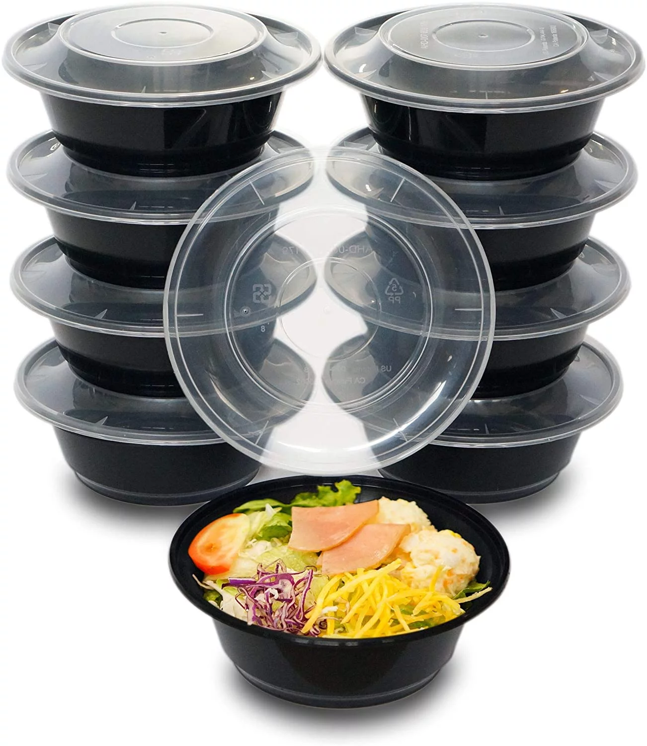 CTC Small 16oz 50 Pack Snack Bowls With Lids, Disposable Cereal Meal Prep Container, Reusable Food Storage Container, Rice Bowl, Salad Bowl, Bento Box | BPA Free | Microwave, Dishwasher, Freezer Safe