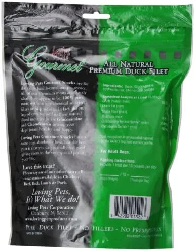 Loving Pets All Natural Premium Duck Strips With Glucosamine & Chondroitin Dog Treats, 12 Ounces