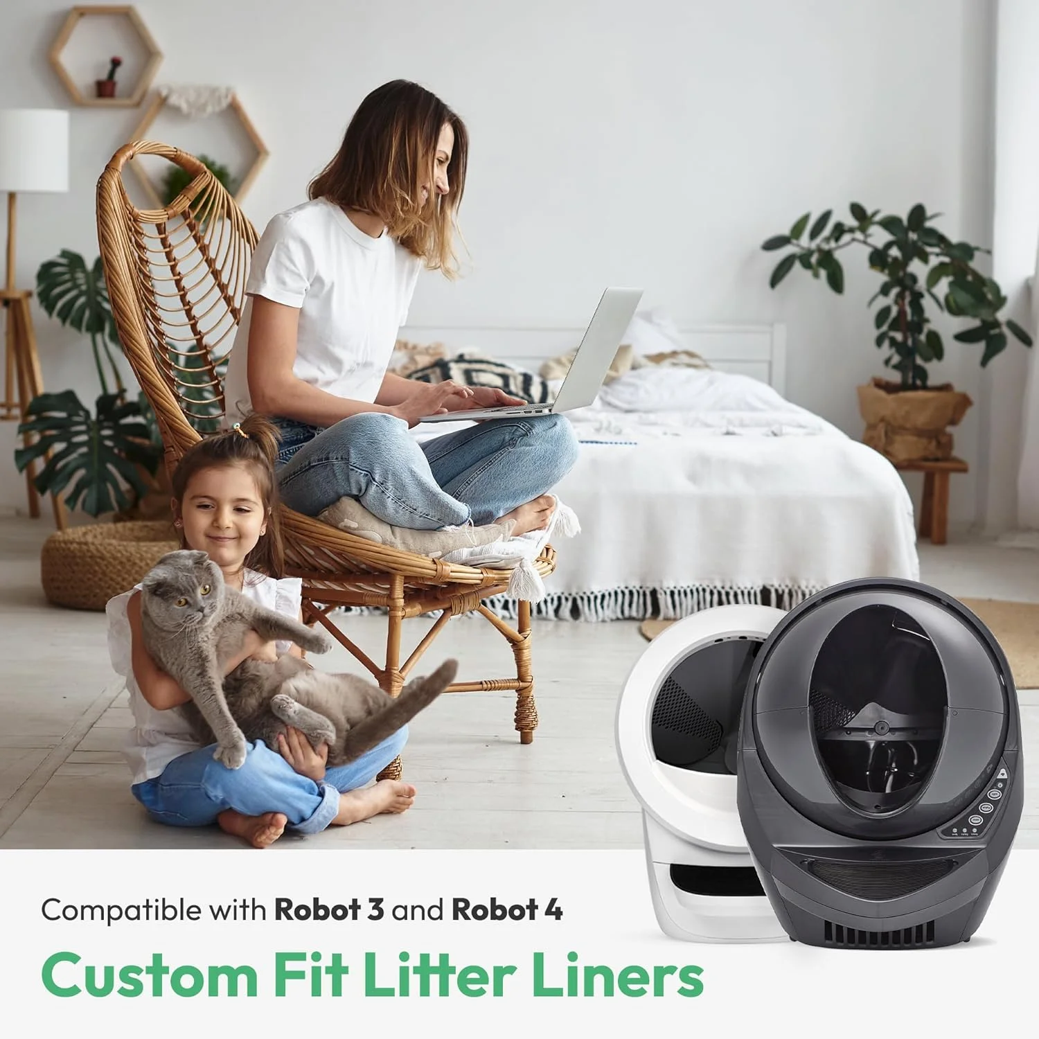 60PCS Litter Box Waste Bags Fit for Litter Box 3 and 4, Liner Bags, Self Cleaning Cat Litter Box Trash bags with 9-11 Gallons of Capacity